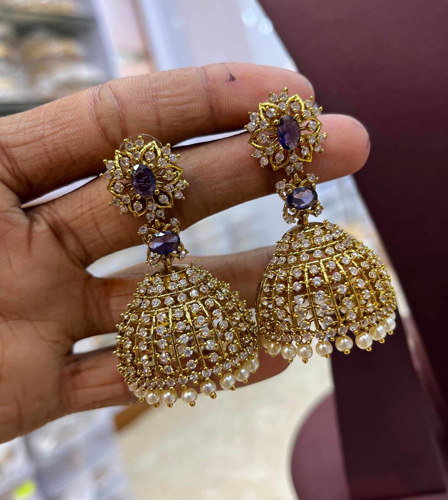 Victorian Polish AD Stone Earrings