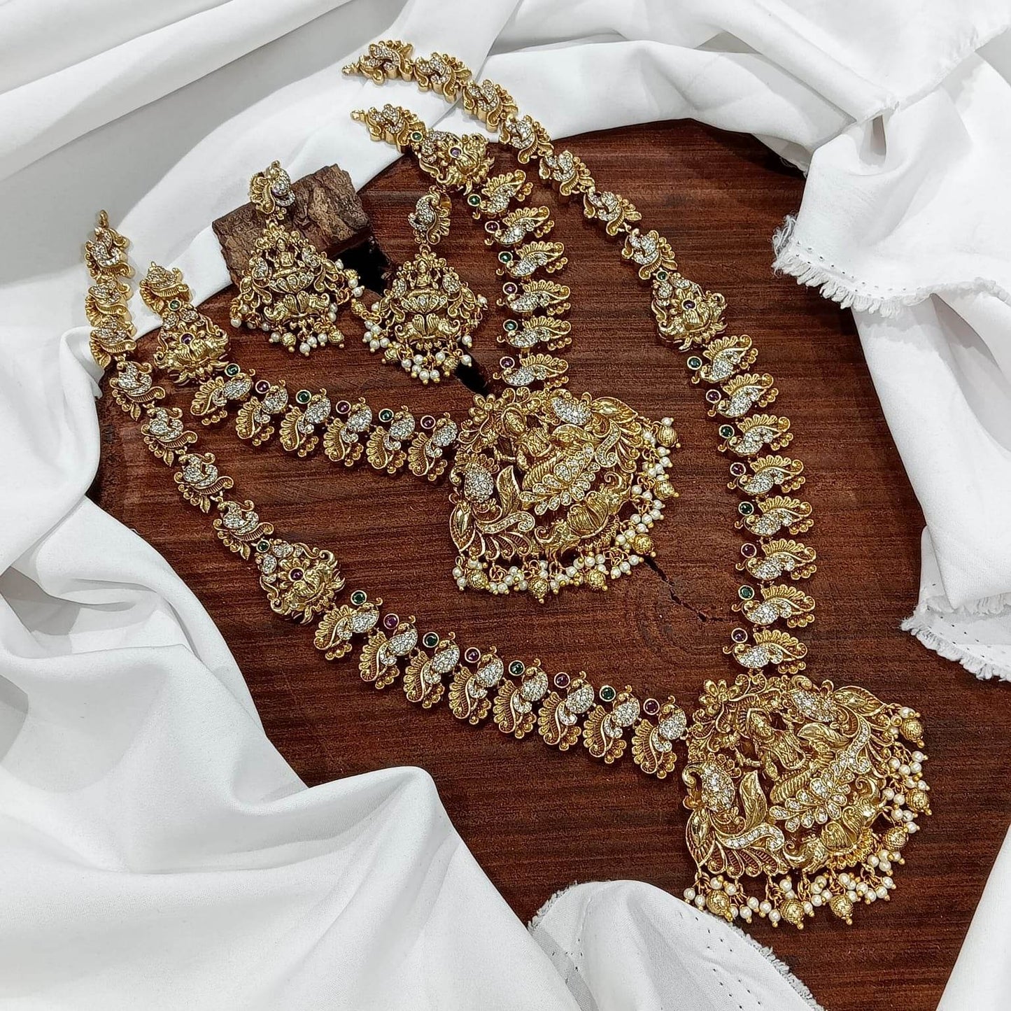 Nakshi Work with AD Stones Bridal Combo Set - Nakshatra Jewels