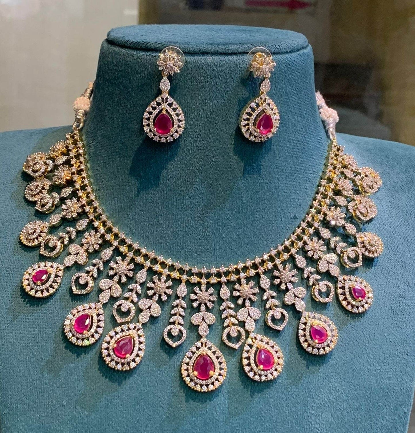 American Diamond Stones Necklace - Nakshatra Jewels