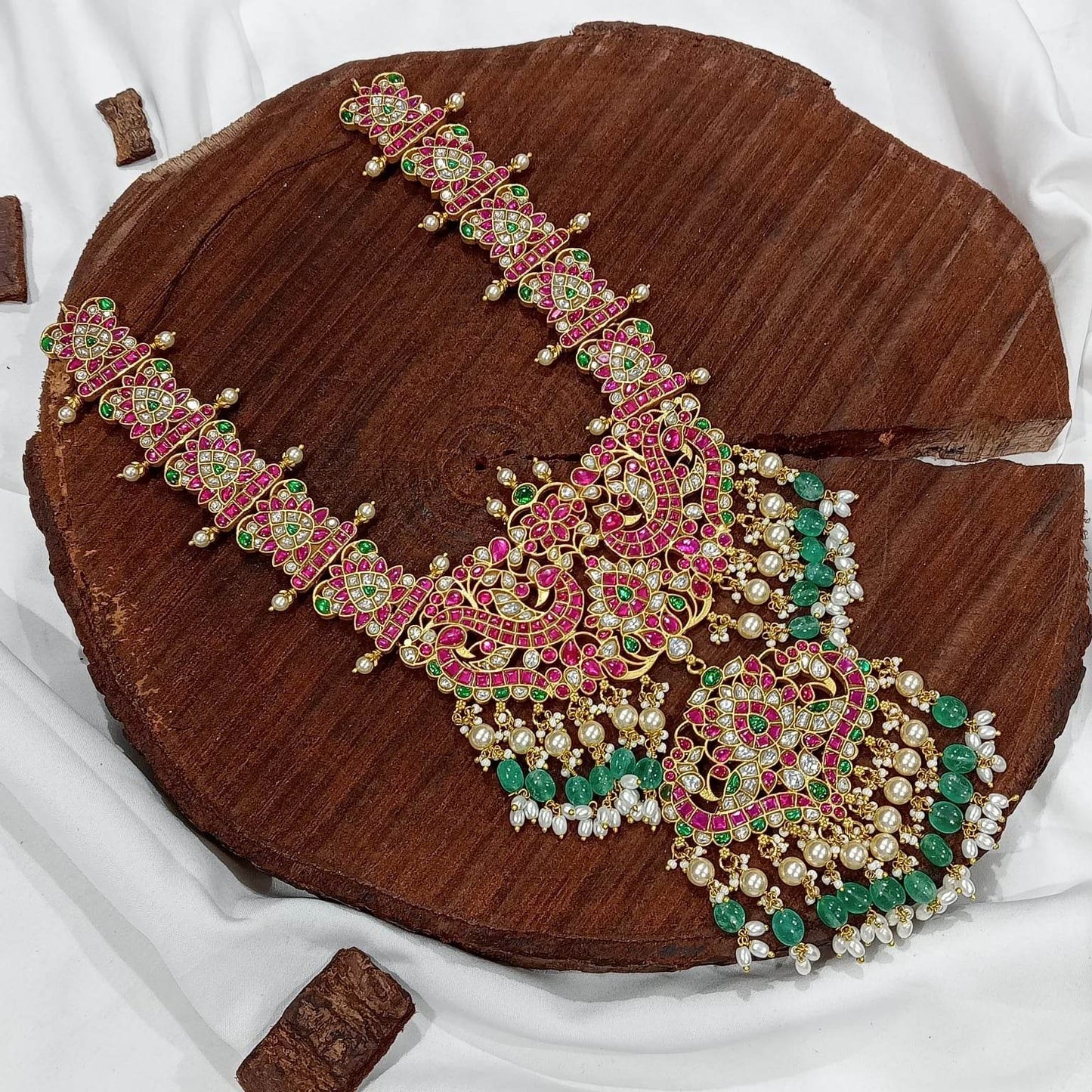 Jaadu Kundan Stones Bridal Guttapusal Haram - Nakshatra Jewels