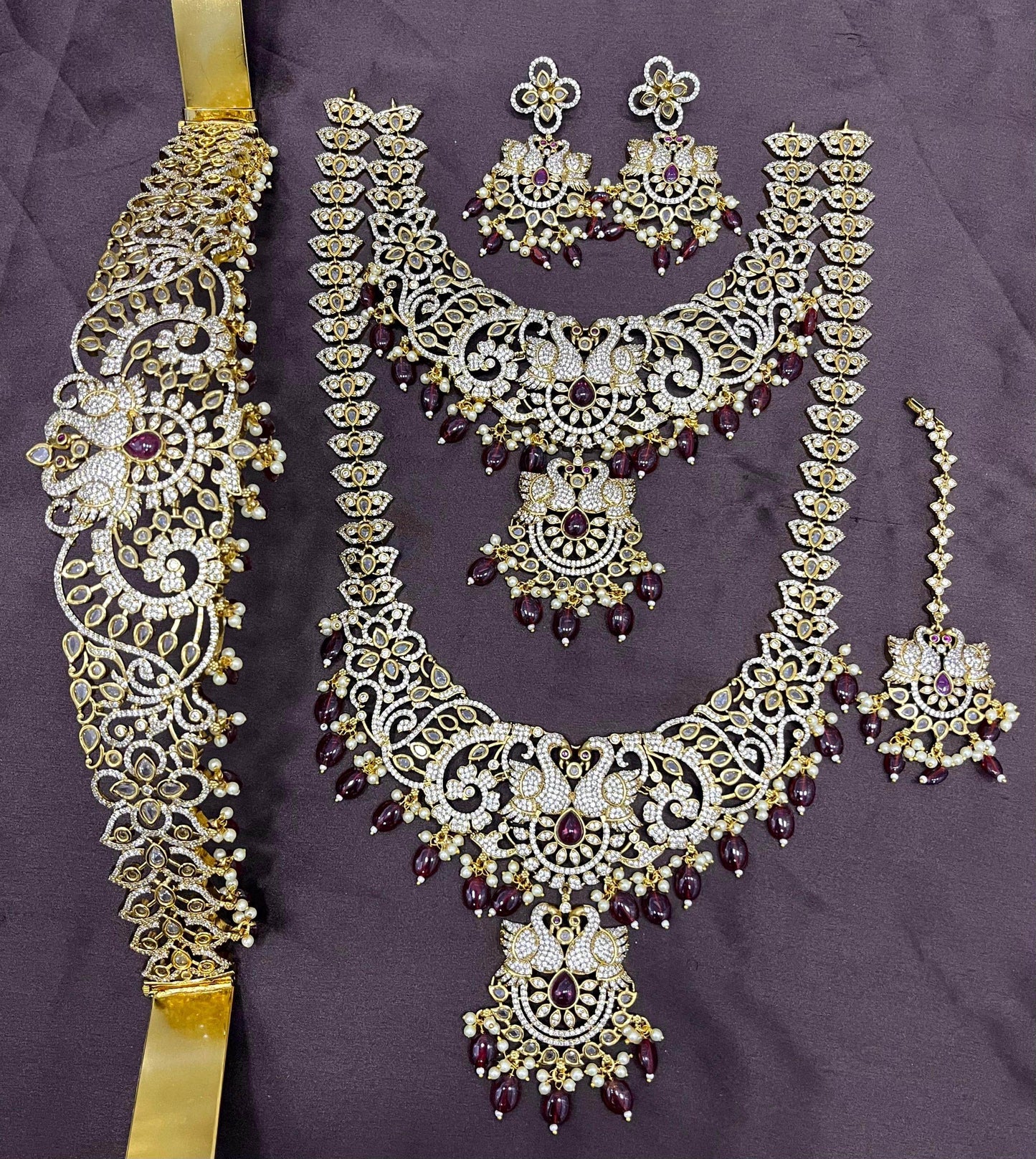 Victorian Polish AD Stones Bridal Set - Nakshatra Jewels
