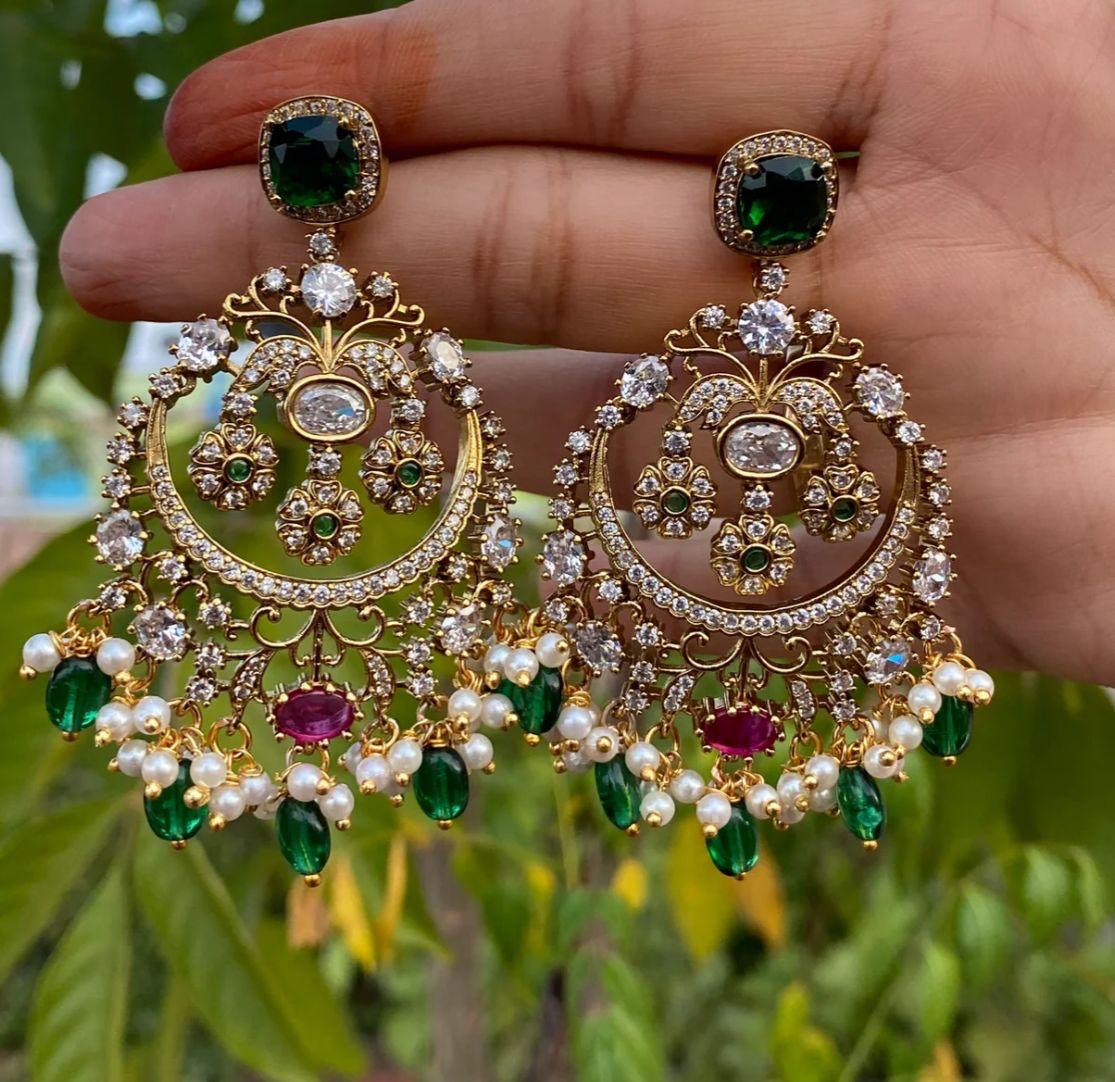 Victorian Polish AD Stone Earrings