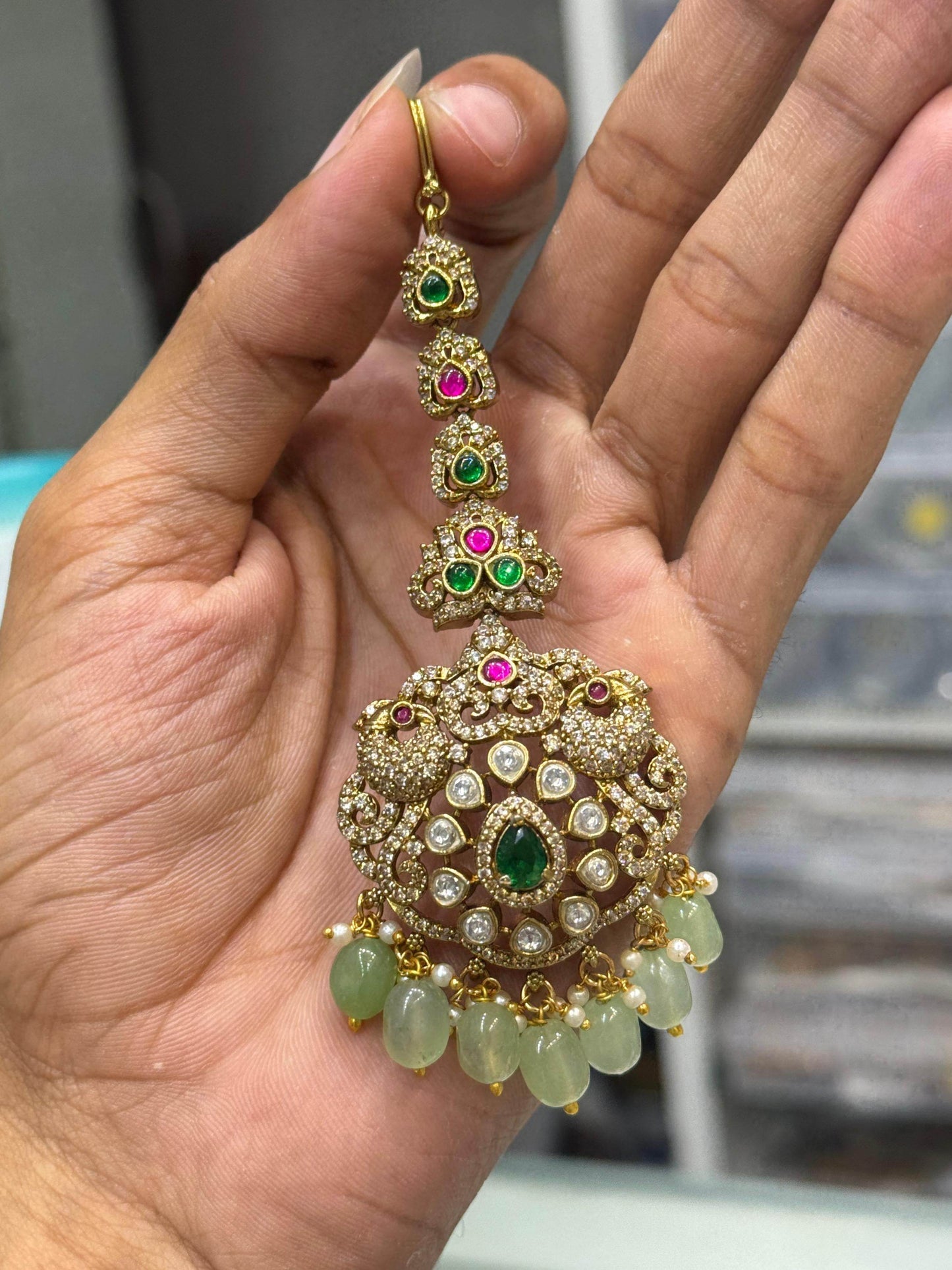 Victorian Polish AD Stones Tikka - Nakshatra Jewels