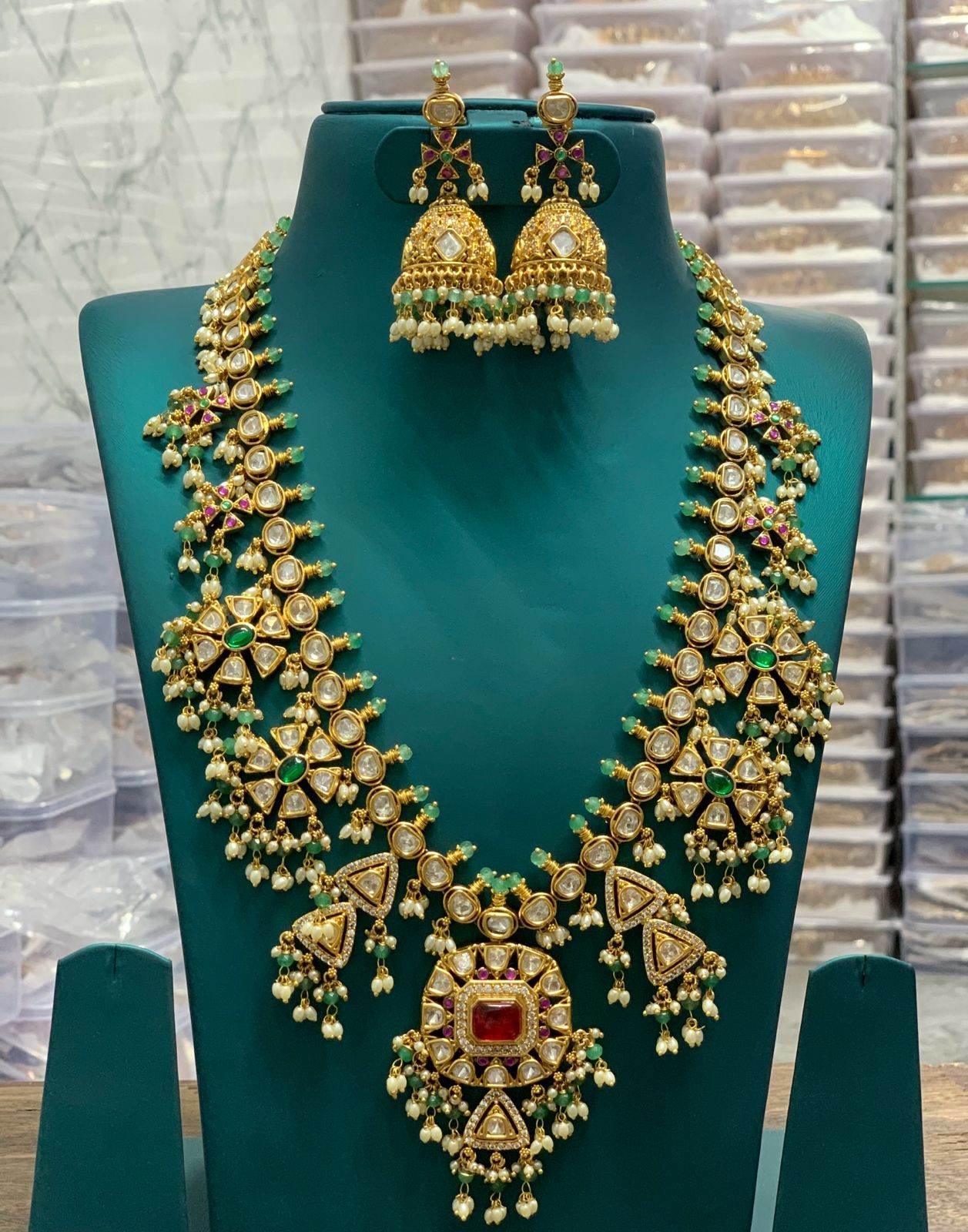Mojonite Stones With Guttapusal Bridal Haram - Nakshatra Jewels