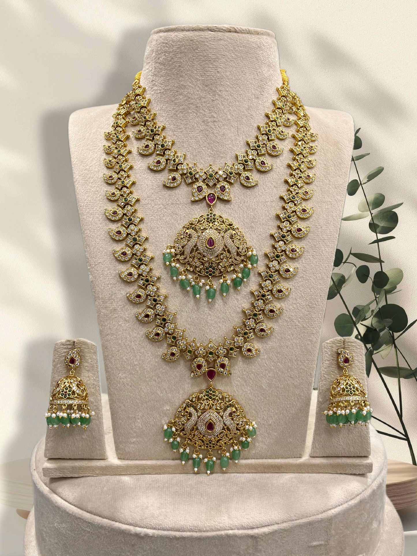 Nakshi Work with Kempu & AD Stones Bridal Combo Set