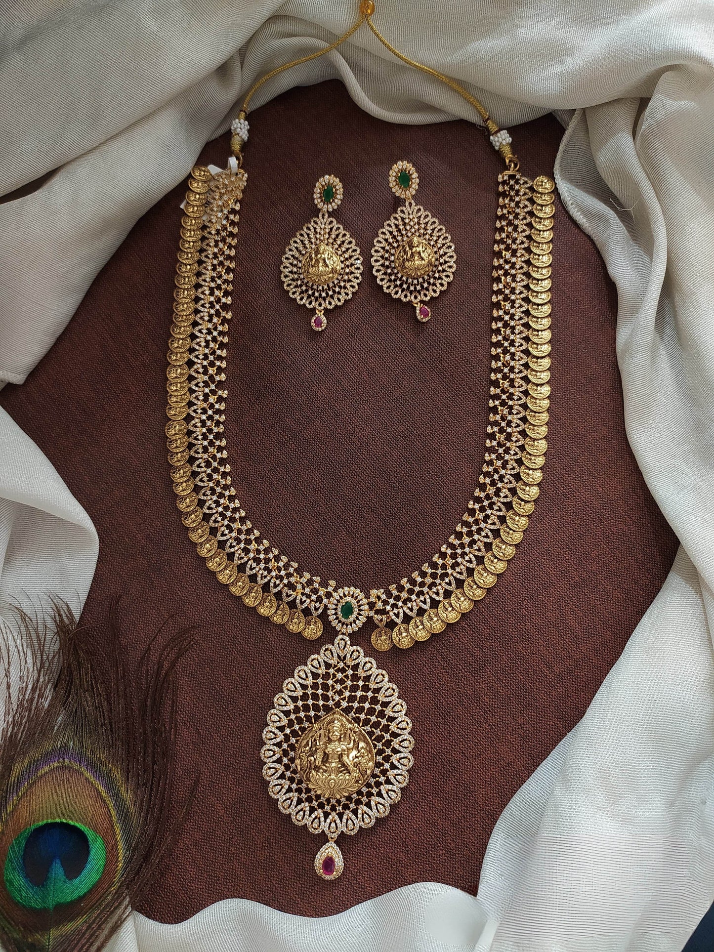 Nakshi Work with AD Stones Bridal Haram (Gold Replica) - Nakshatra Jewels