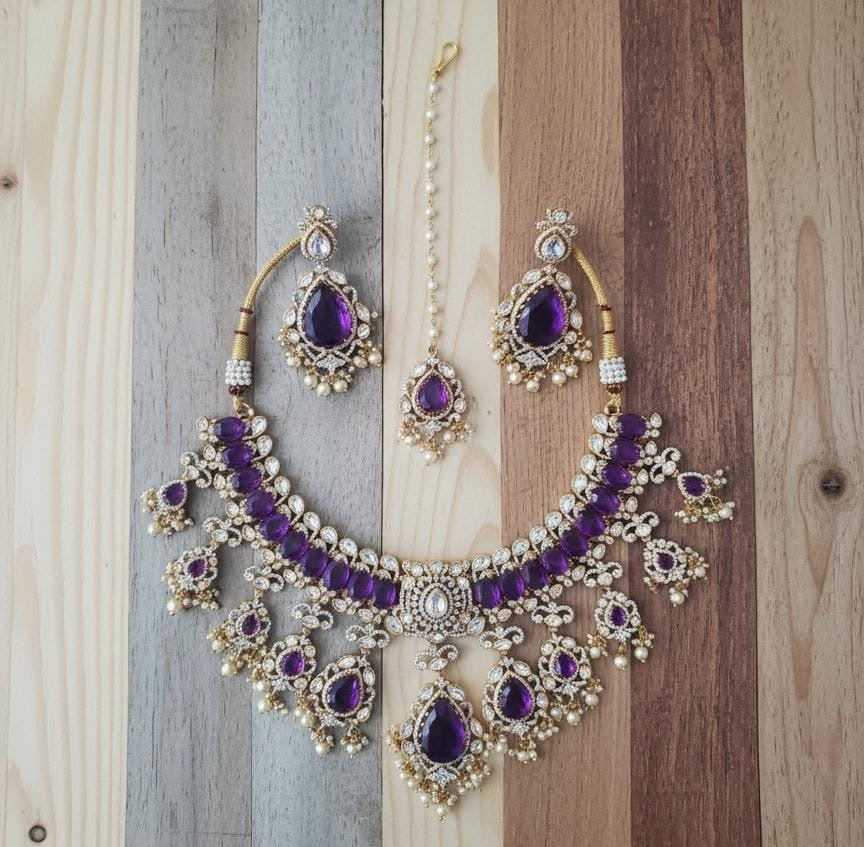 Mossianite and AD Stones Bridal Necklace