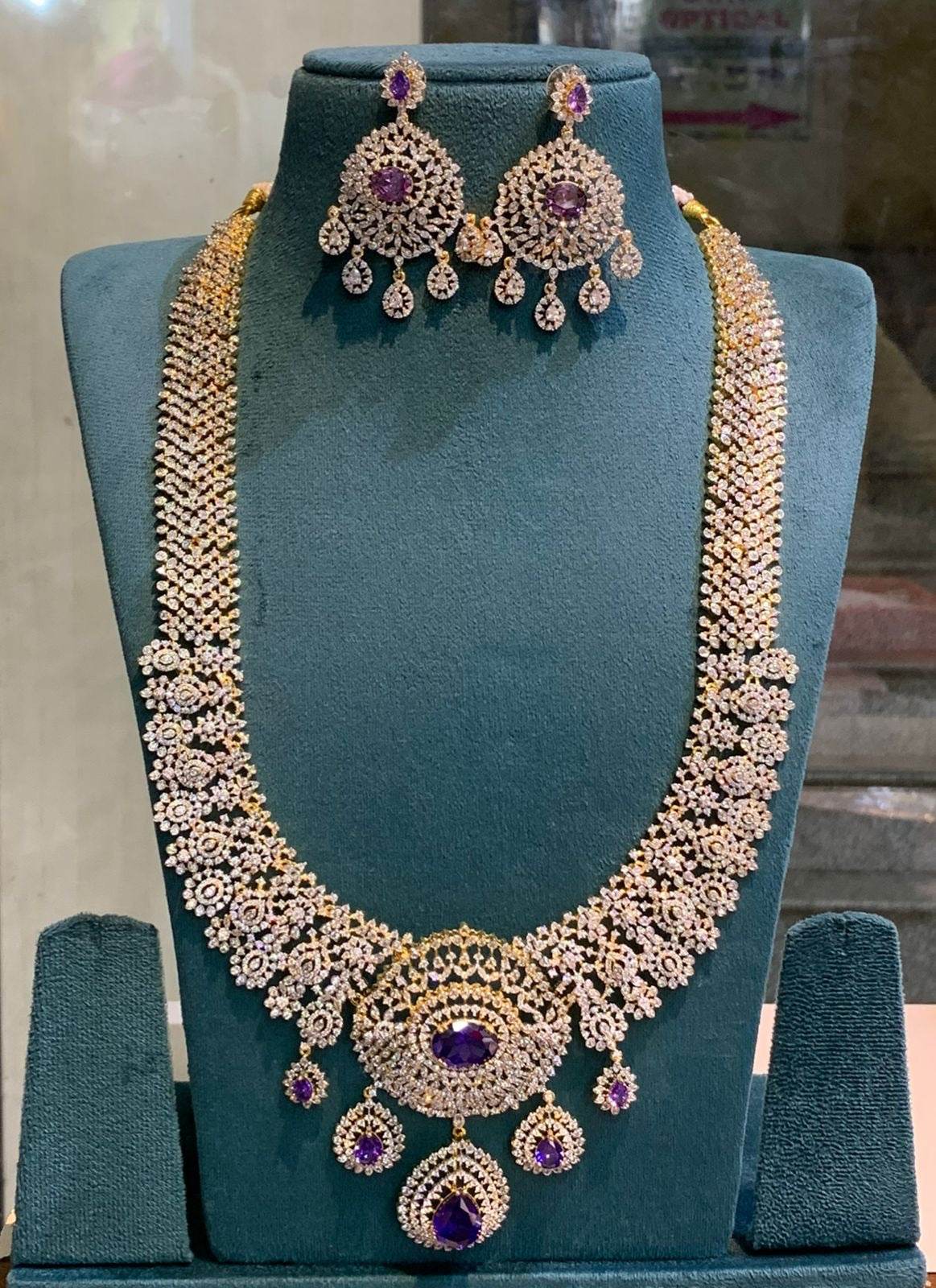 American Diamond Stones Bridal Haram - Nakshatra Jewels