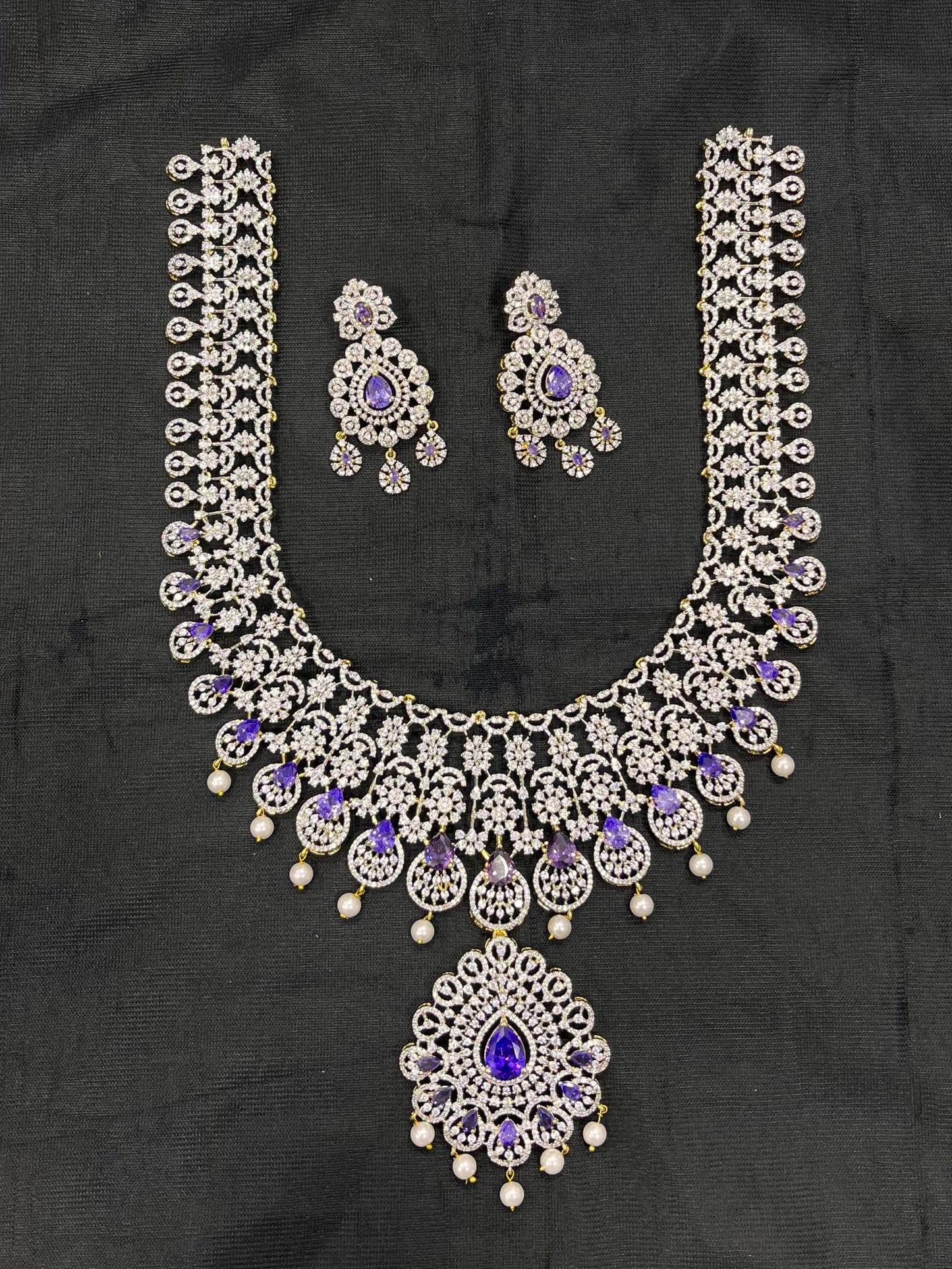 American Diamond Stone Bridal Haram - Nakshatra Jewels