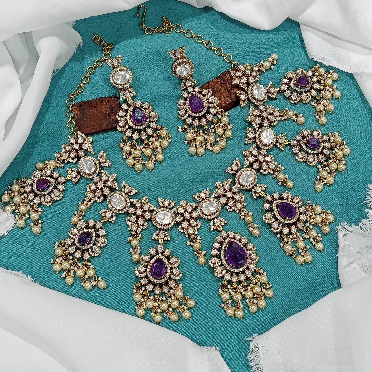 Moissanite Stones Bridal Necklace - Nakshatra Jewels
