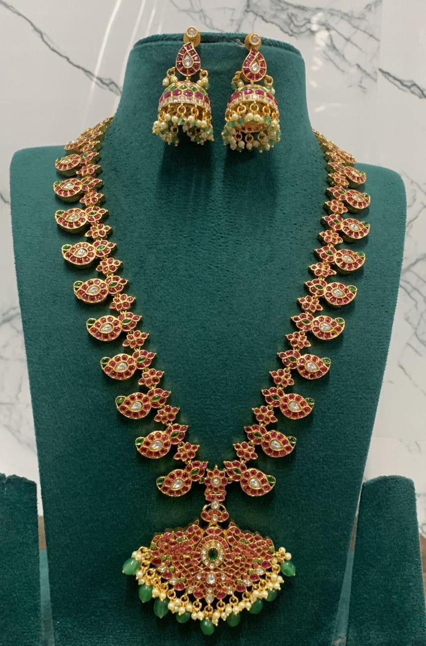Nagasi Work with Kempu Stones Two Sided Haram