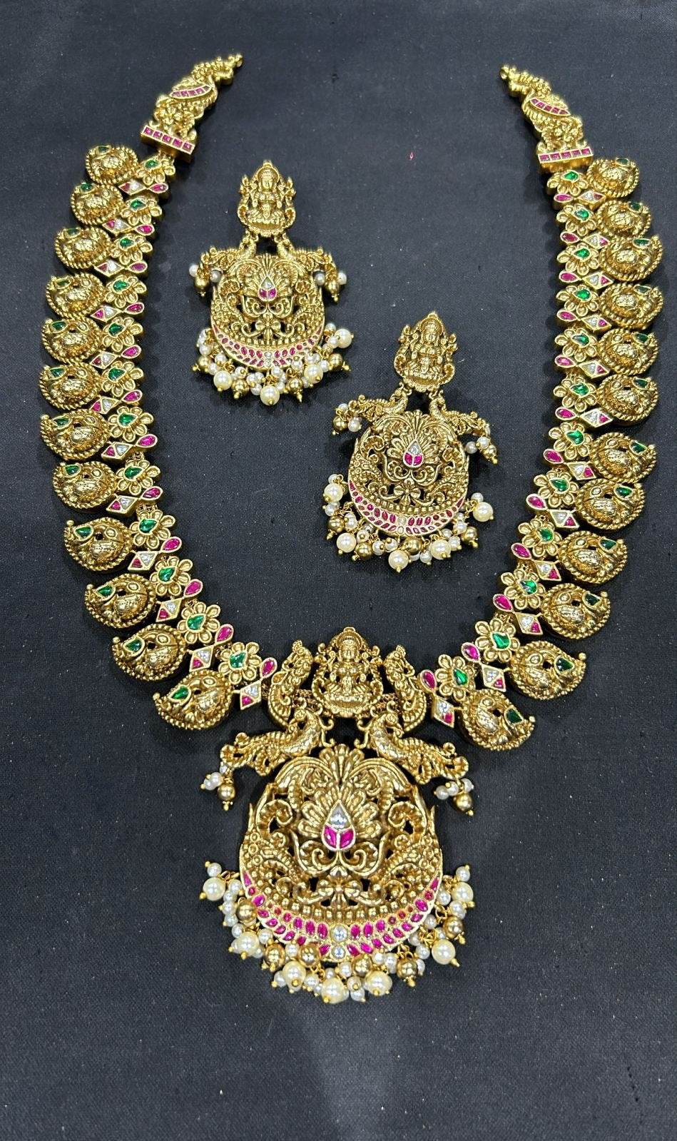 Nakshi Work with Jaadu Kundan Stones Bridal Haram - Nakshatra Jewels