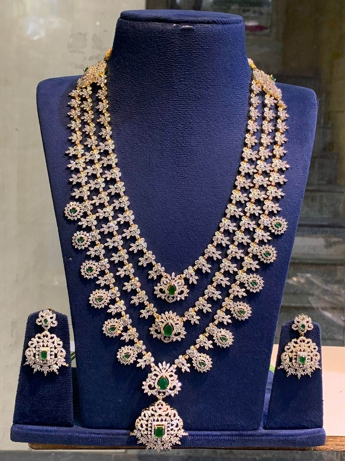 American Diamond Stones Bridal Layer Haram - Nakshatra Jewels