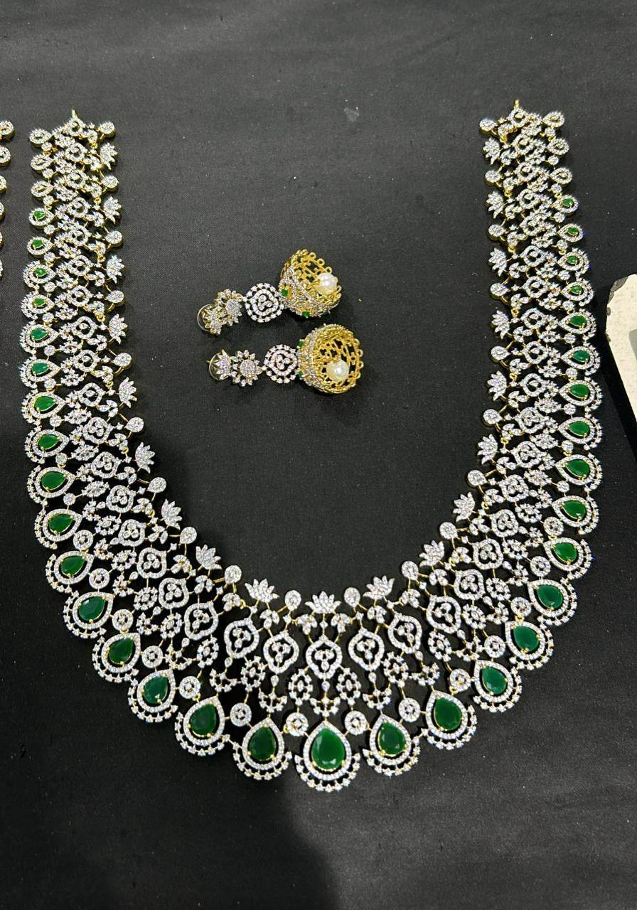 American Diamond Stones Bridal Haram - Nakshatra Jewels
