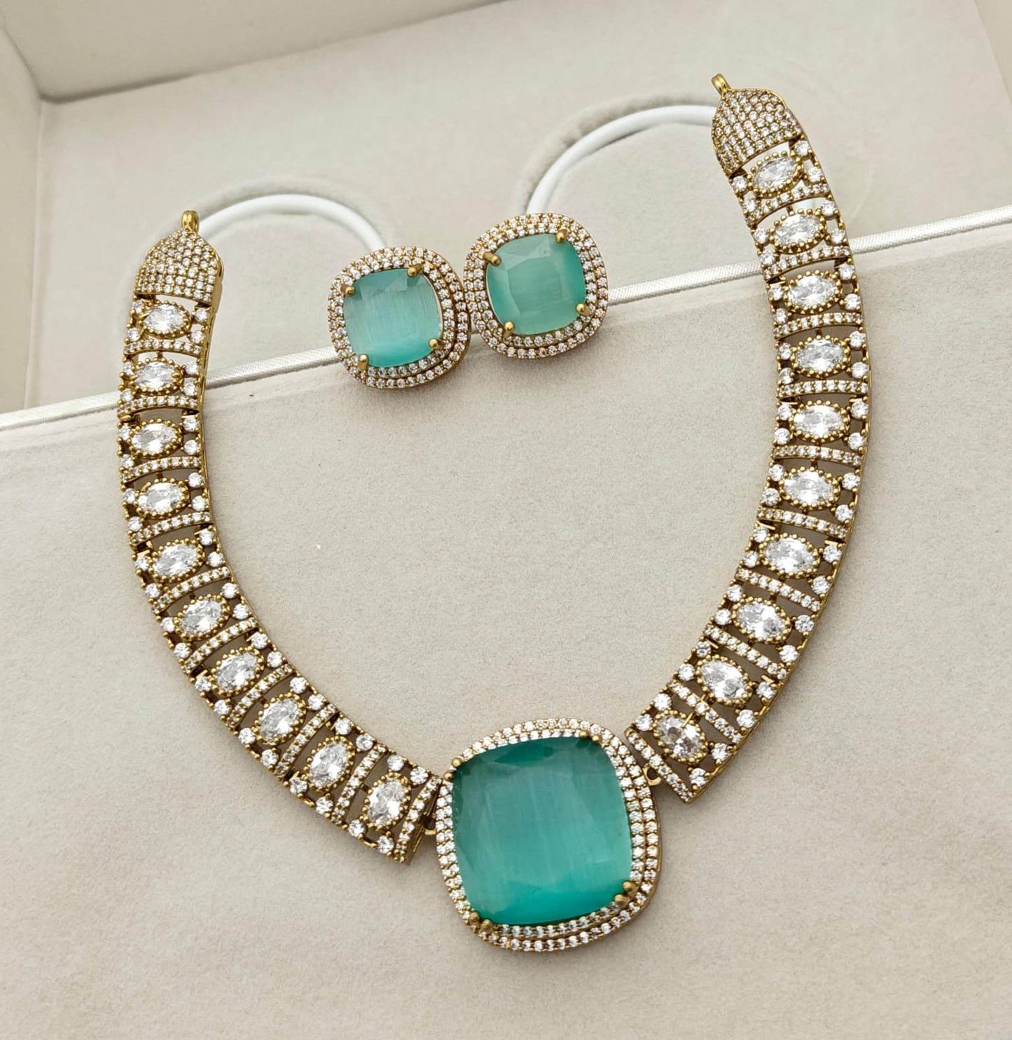 Victorian Polish with AD Stones Necklace - Nakshatra Jewels