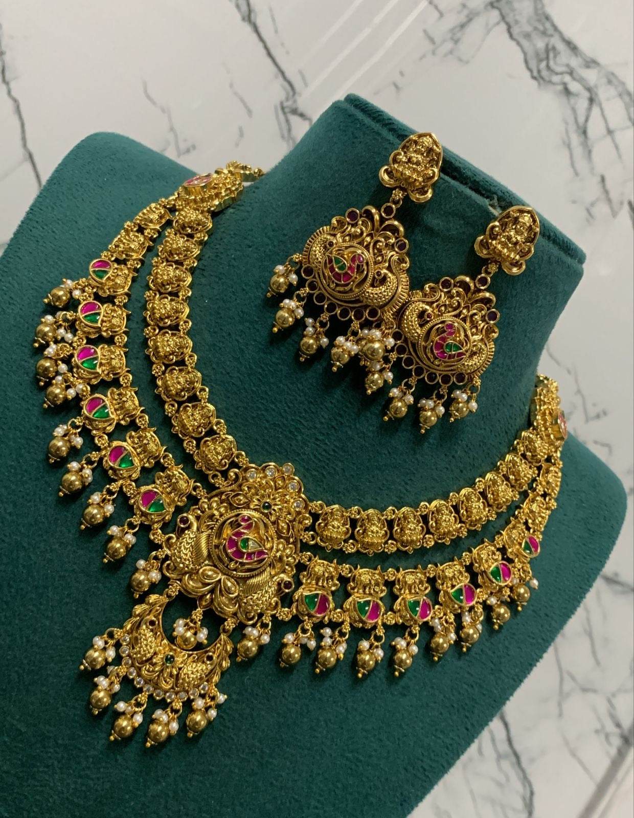 Nakshi Work with Kundan stones Bridal Necklace - Nakshatra Jewels