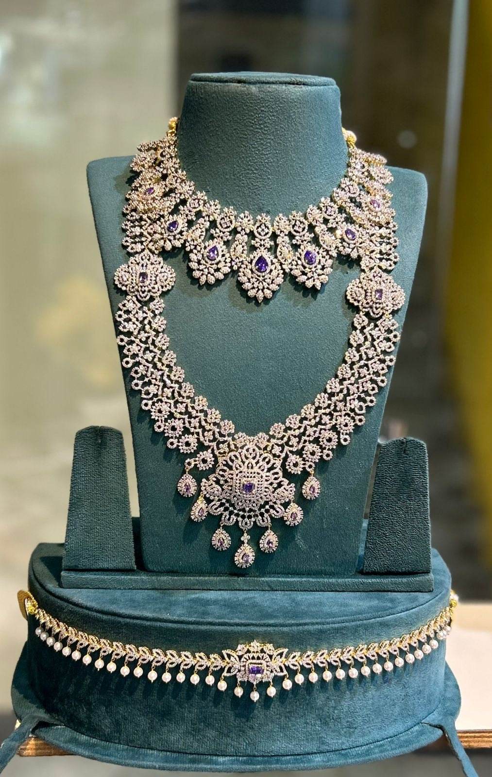 American Diamond Stones Bridal Combo Set - Nakshatra Jewels