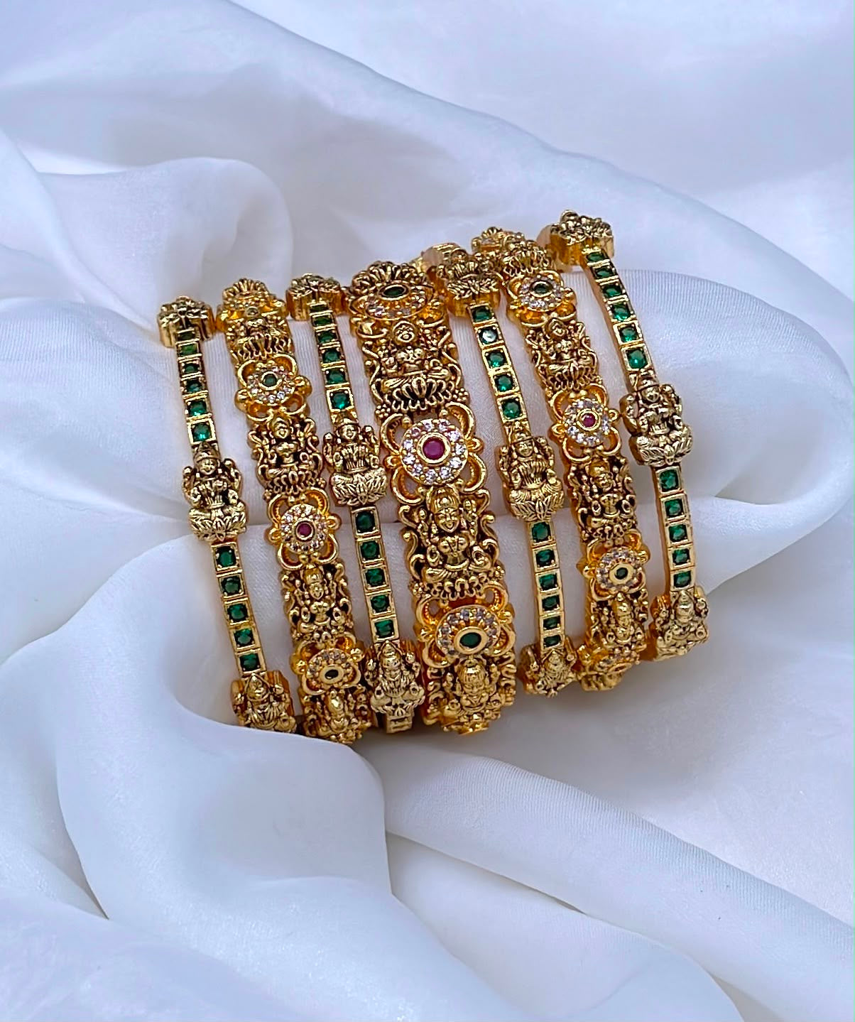 Premium Matt Kempu and AD Stone Bangles