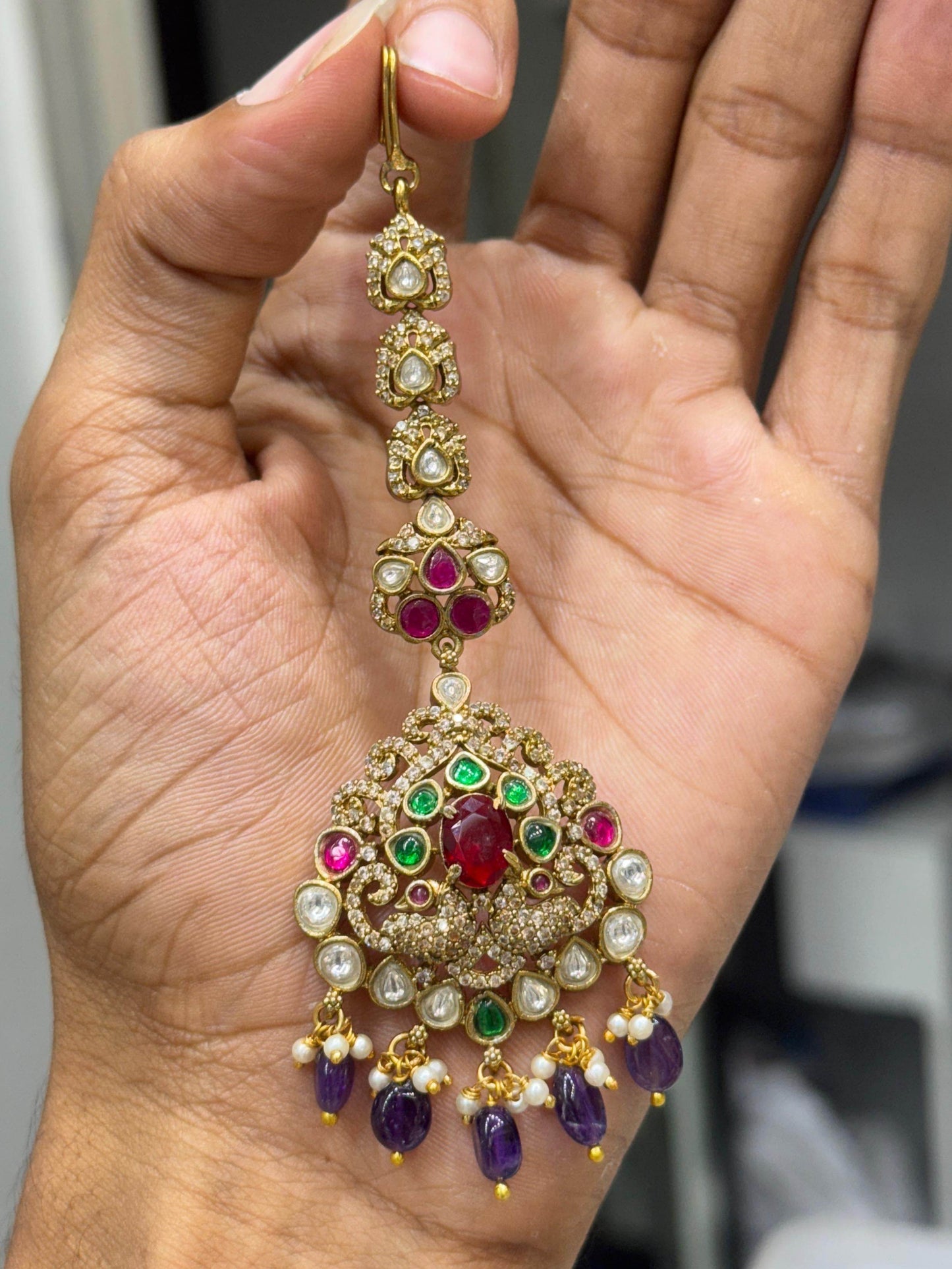 Victorian Polish AD Stones Tikka - Nakshatra Jewels