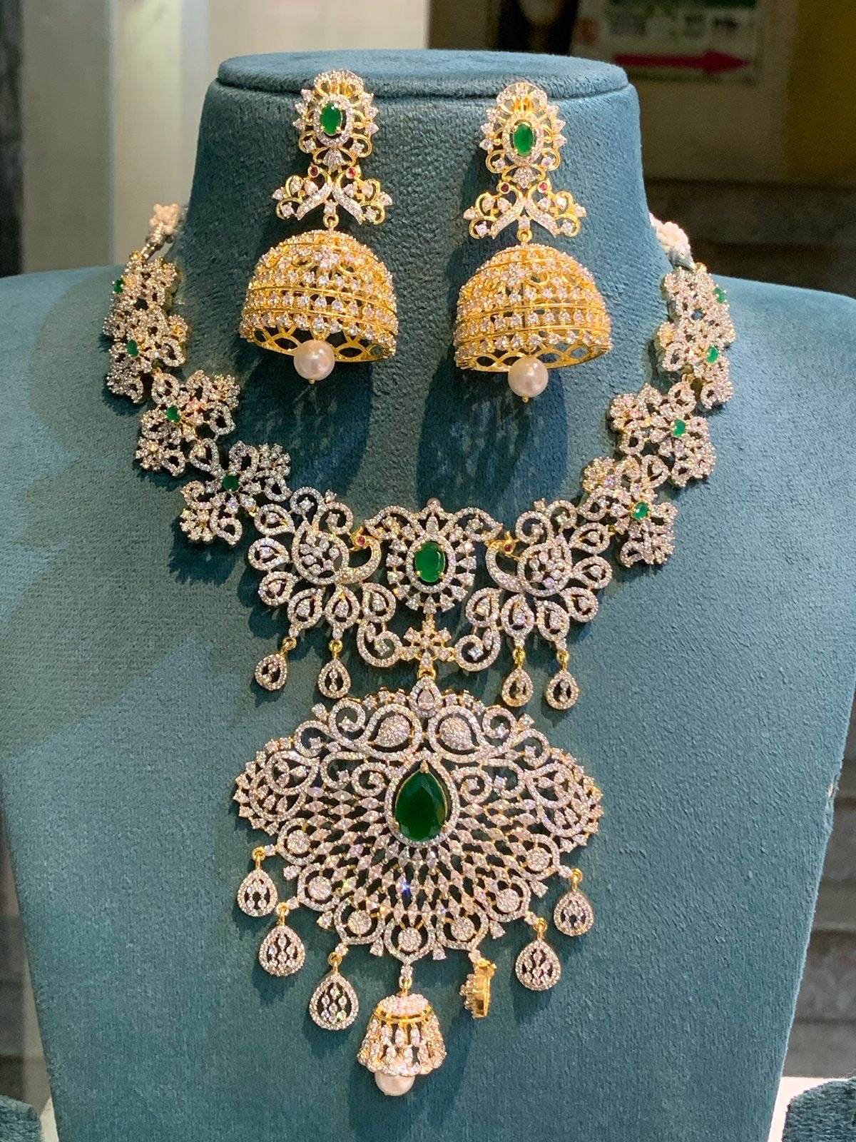 American Diamond Stone Bridal Necklace - Nakshatra Jewels