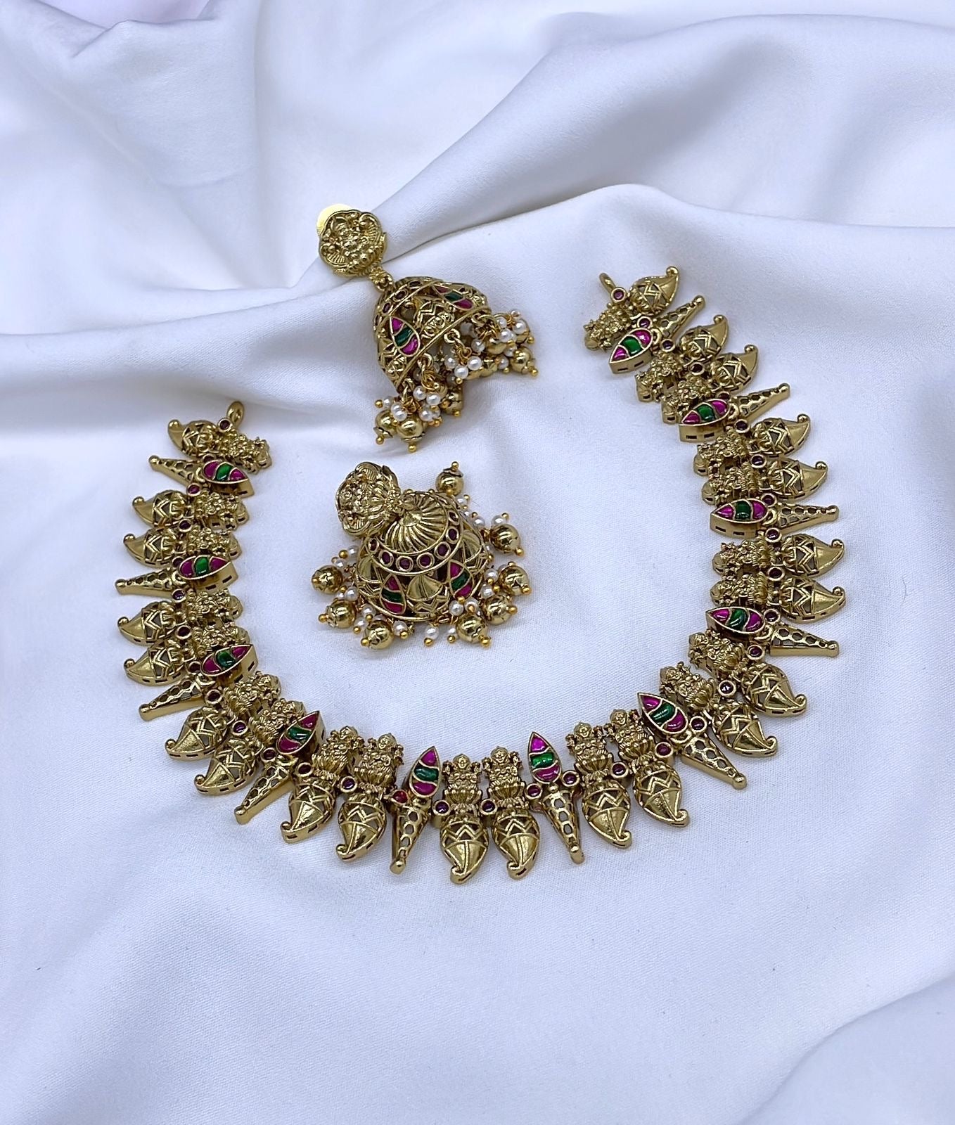 Nakshi Work with Kundan Stones Bridal Necklace