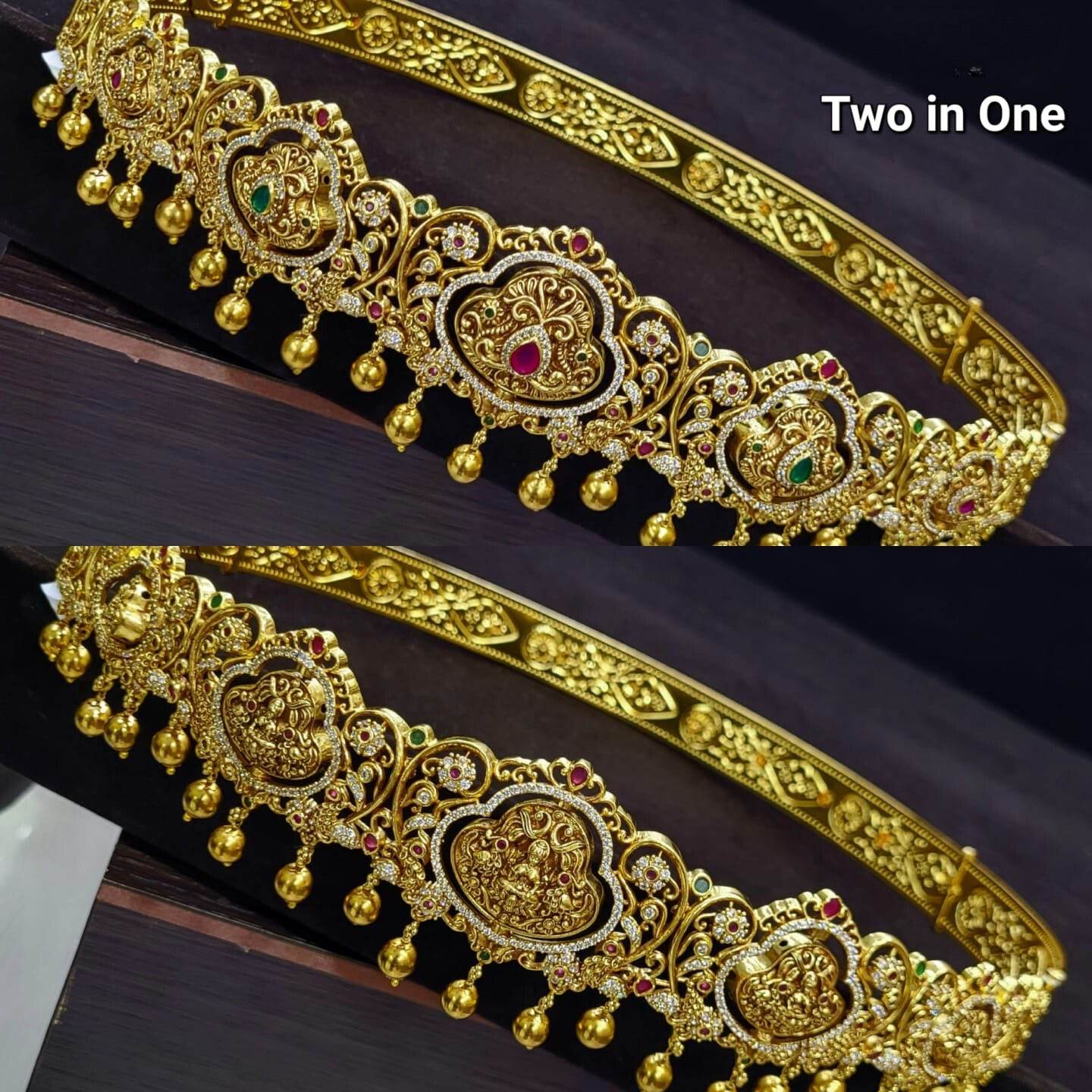 Nakshi Work with AD Stones Bridal Hip Belt (Gold Replica) - Nakshatra Jewels