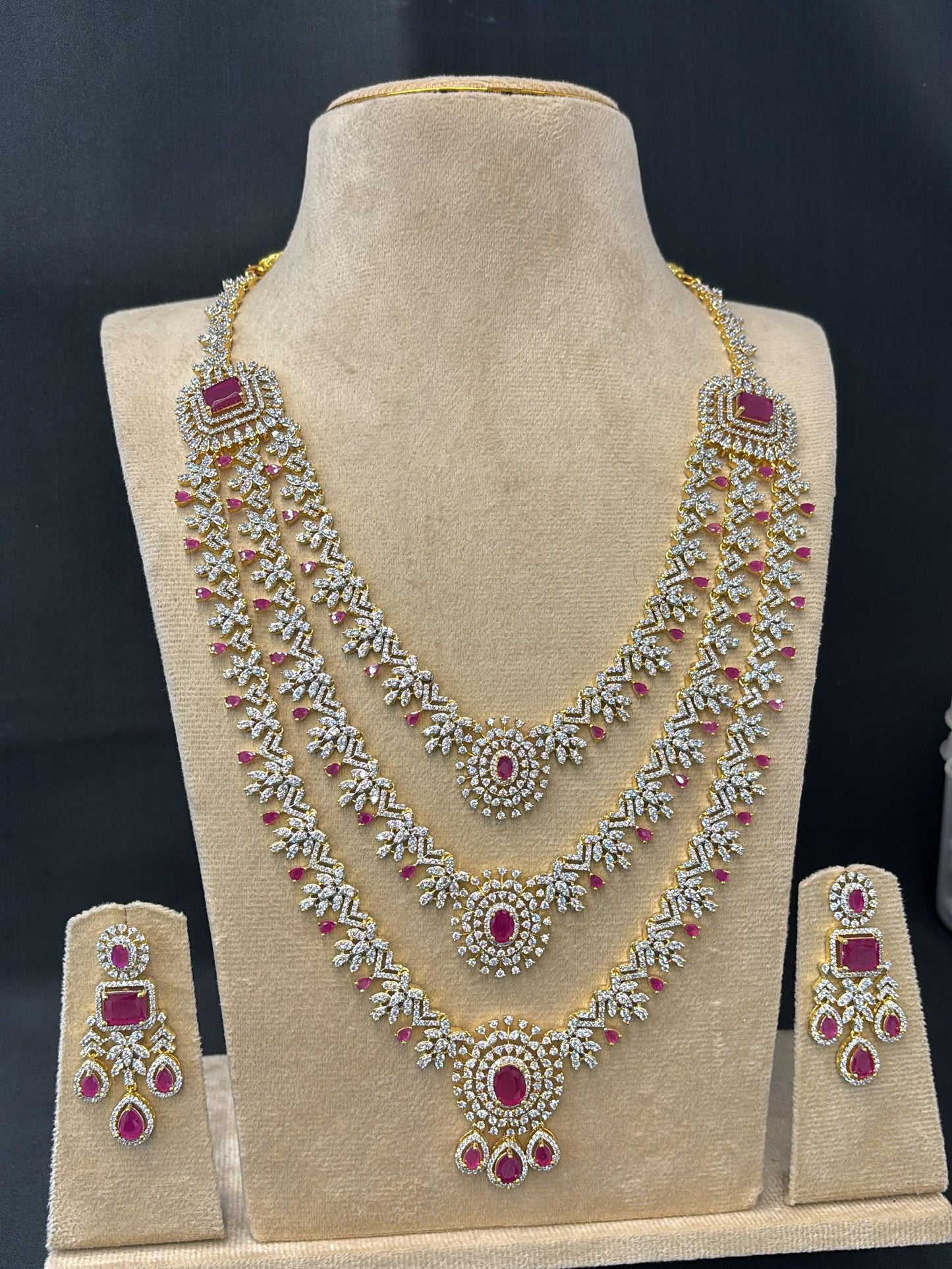American Diamond Stones Bridal Layer Haram