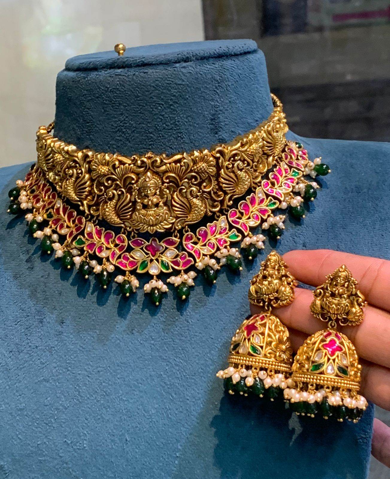 Nakshi Work with Jadau Kundan Stones Choker - Nakshatra Jewels