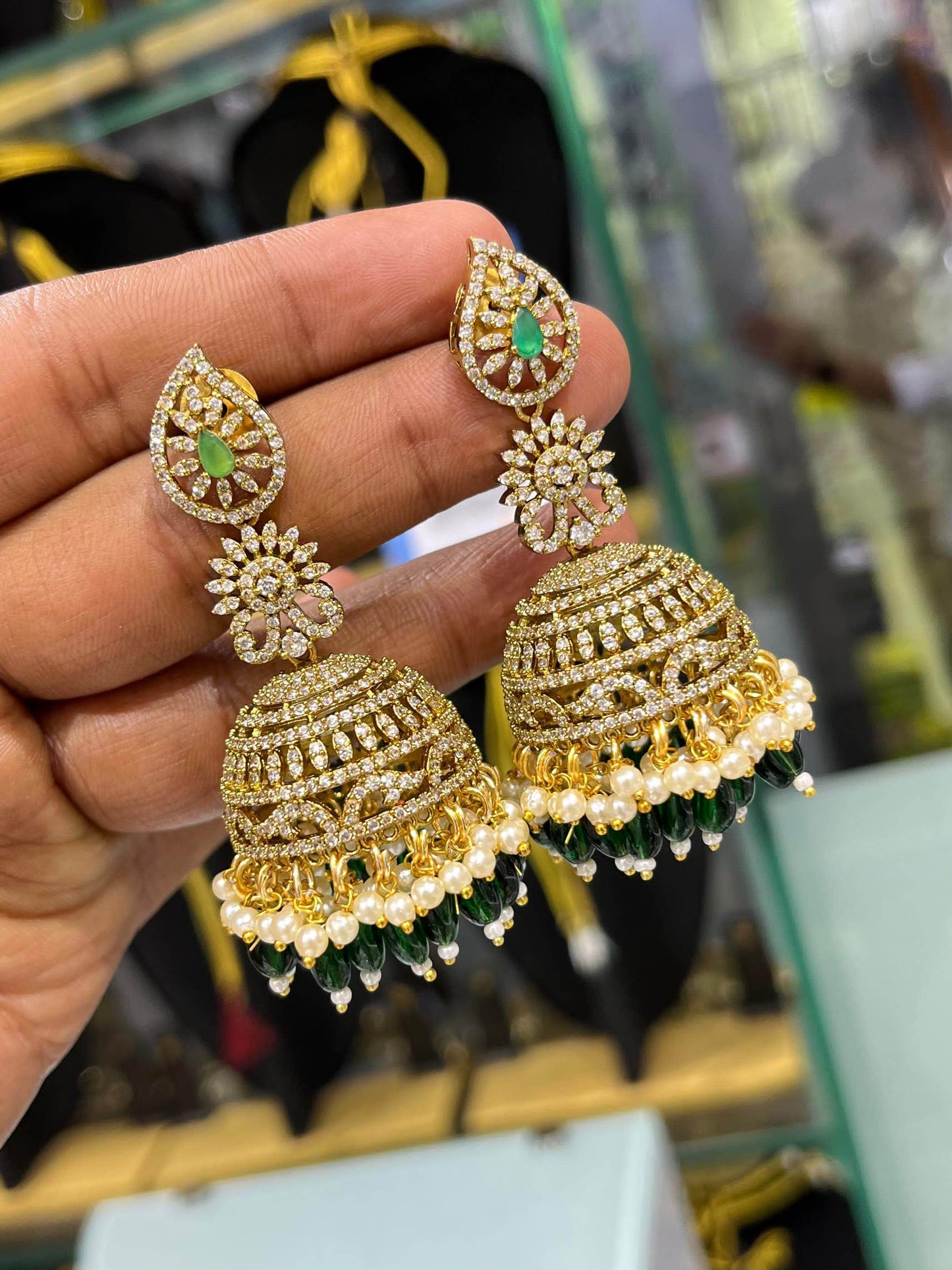 Victorian Polish AD Stones Earrings - Nakshatra Jewels