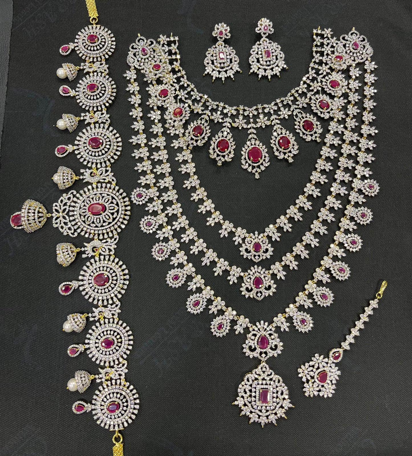 American Diamond Stones Bridal Combo Set - Nakshatra Jewels