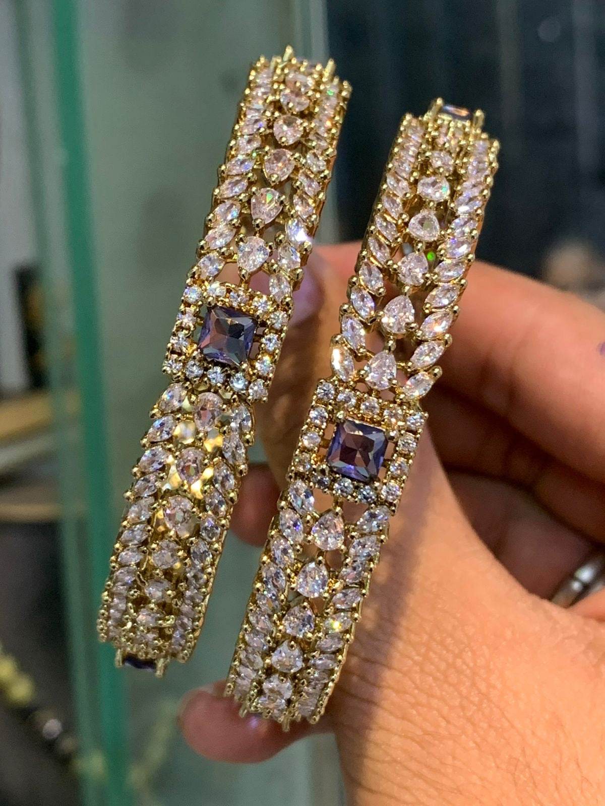 Victorian Polish AD Stone Bangles - Nakshatra Jewels