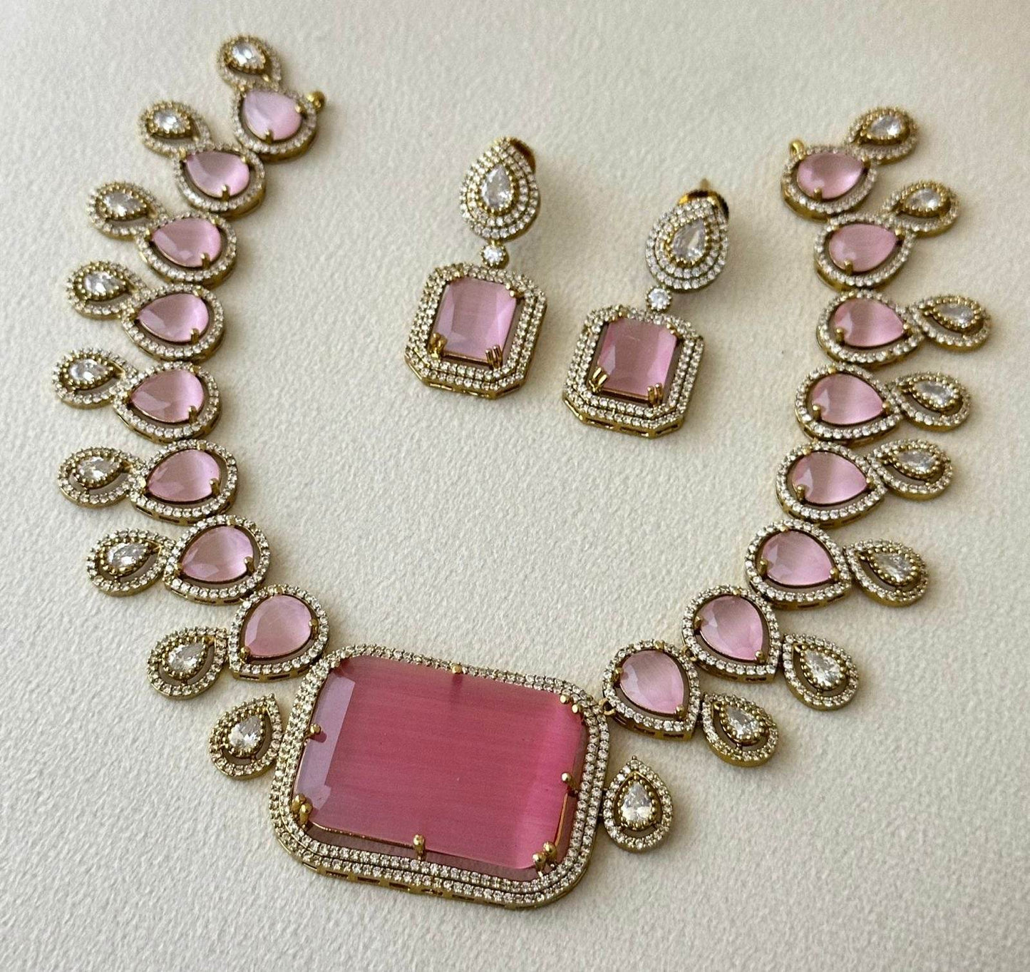 Victorian Polish with AD Stones Necklace - Nakshatra Jewels
