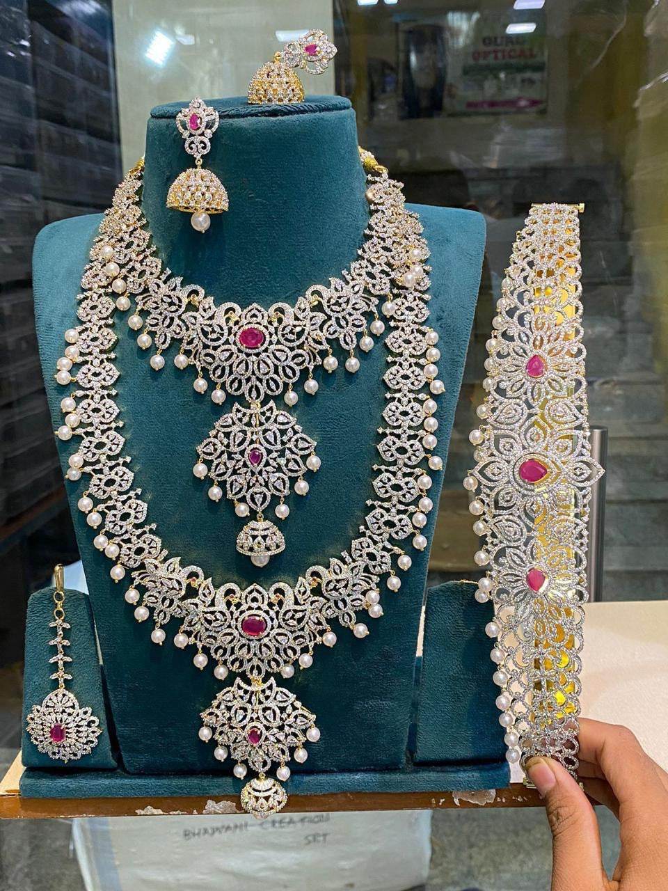 American Diamond Stones Bridal Set - Nakshatra Jewels