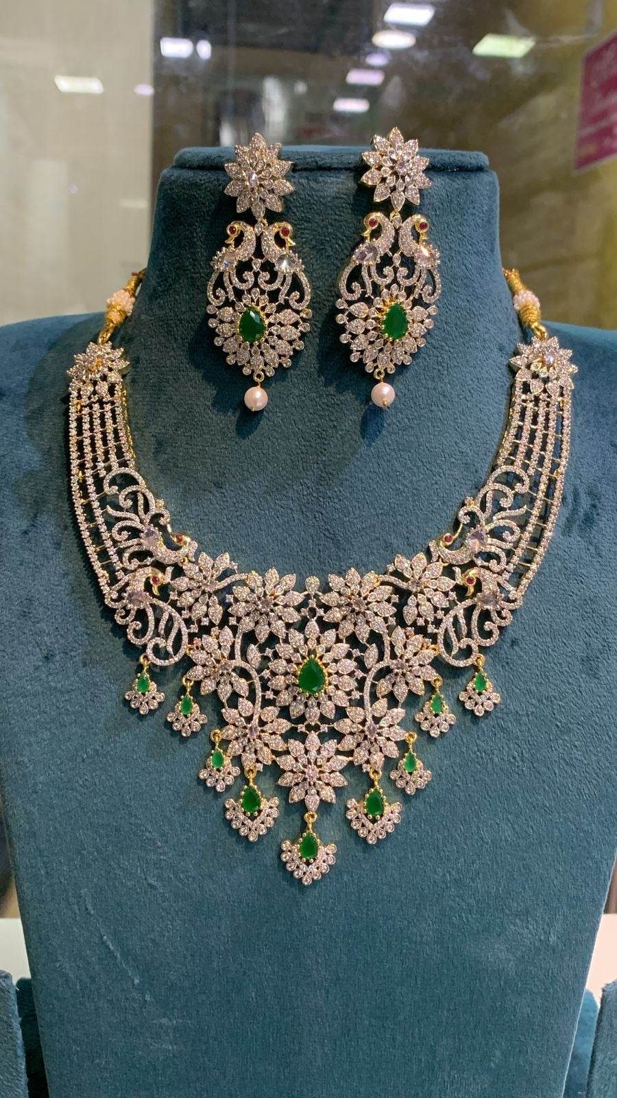 American Diamond Stones Bridal Necklace - Nakshatra Jewels