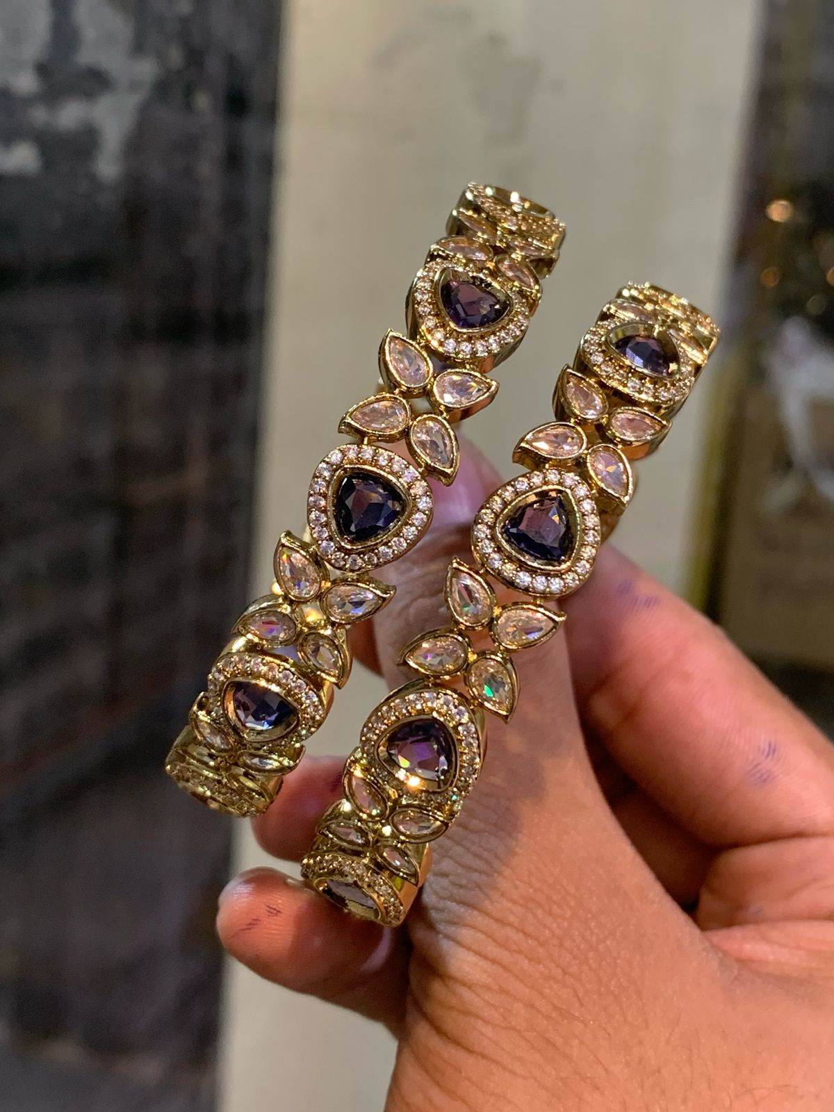 Victorian Polish AD Stone Bangles - Nakshatra Jewels