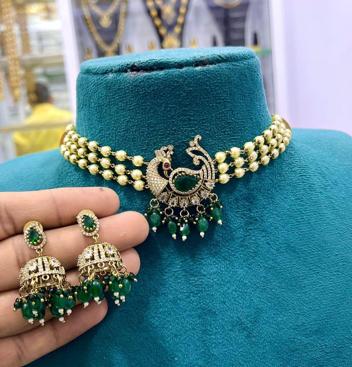 Victorian Polish AD Stones Choker - Nakshatra Jewels
