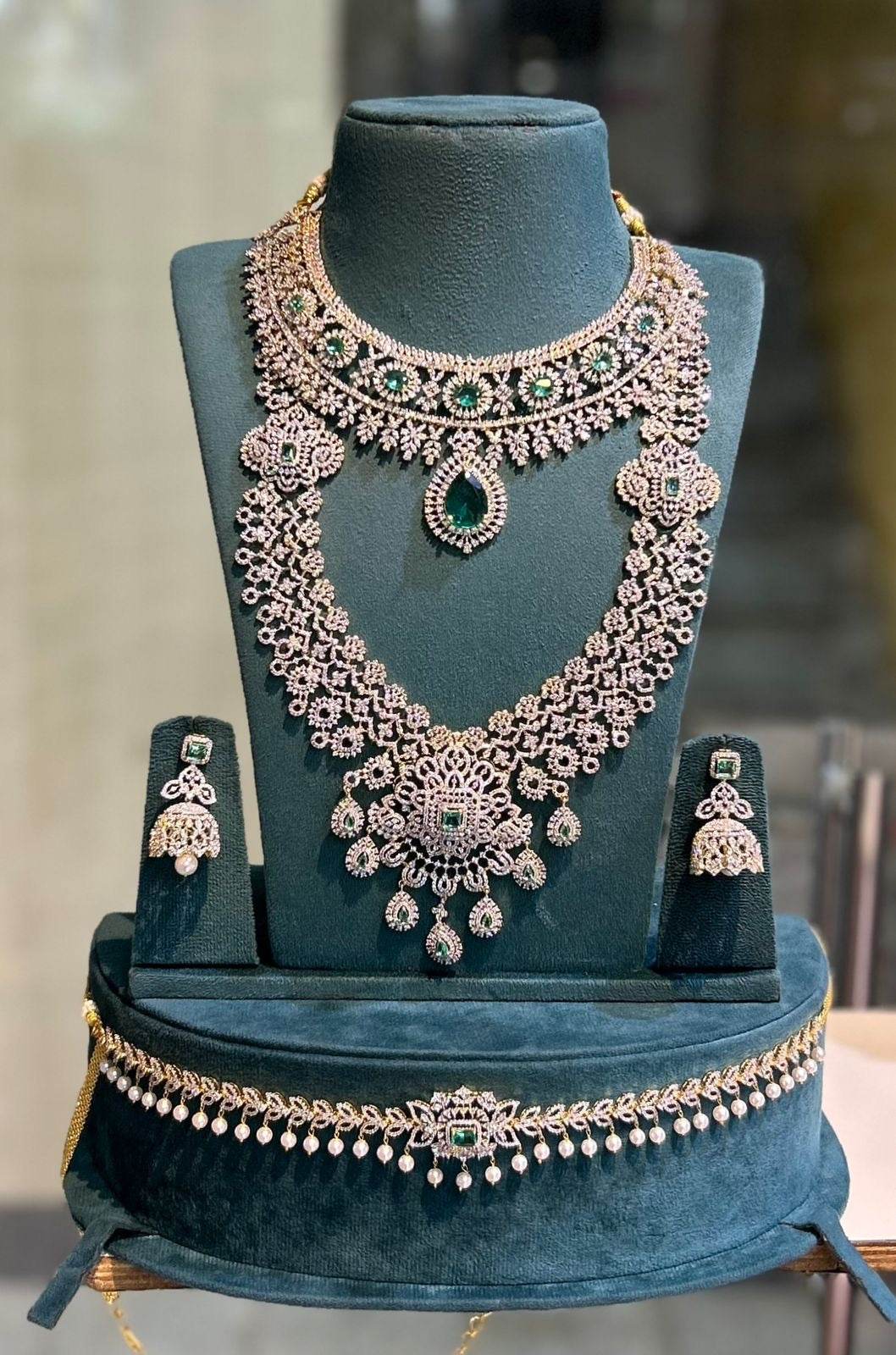 American Diamond Stones Bridal Combo Set - Nakshatra Jewels