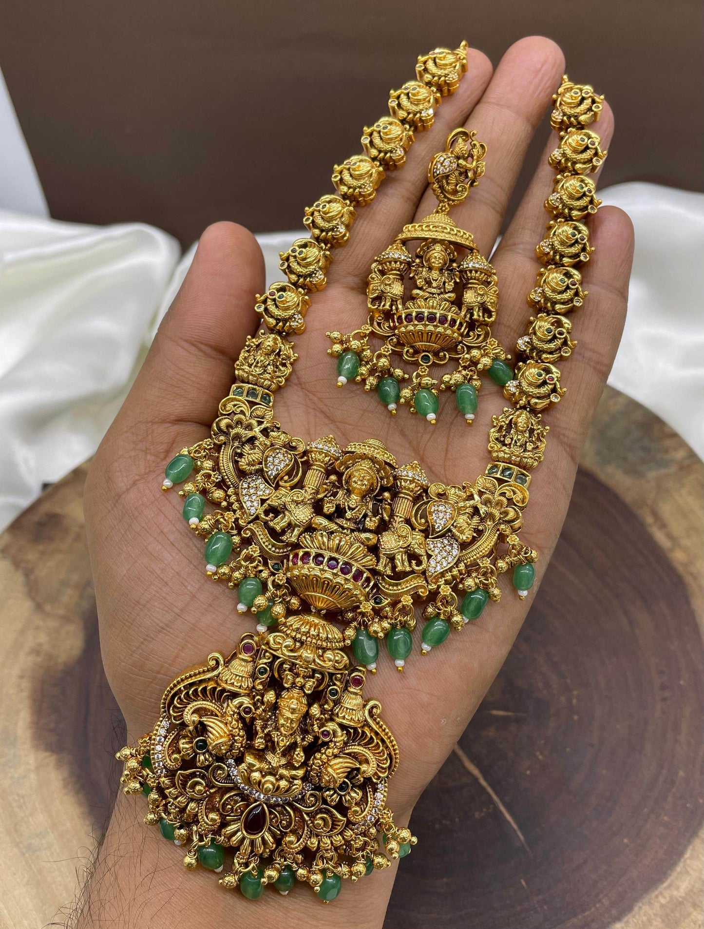 Nakshi Work with AD Stones Bridal Necklace - Nakshatra Jewels