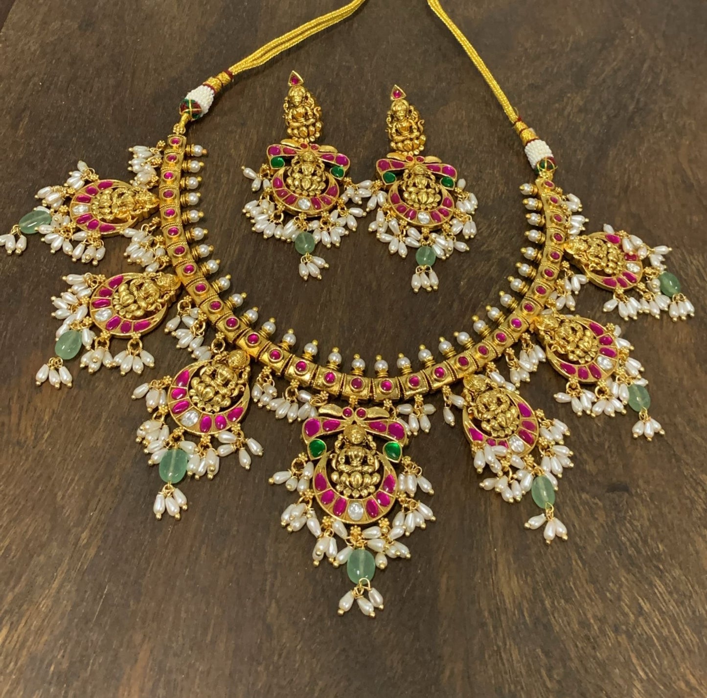 Jaadu Kundan Stones with Rice Pearls Bridal Necklace