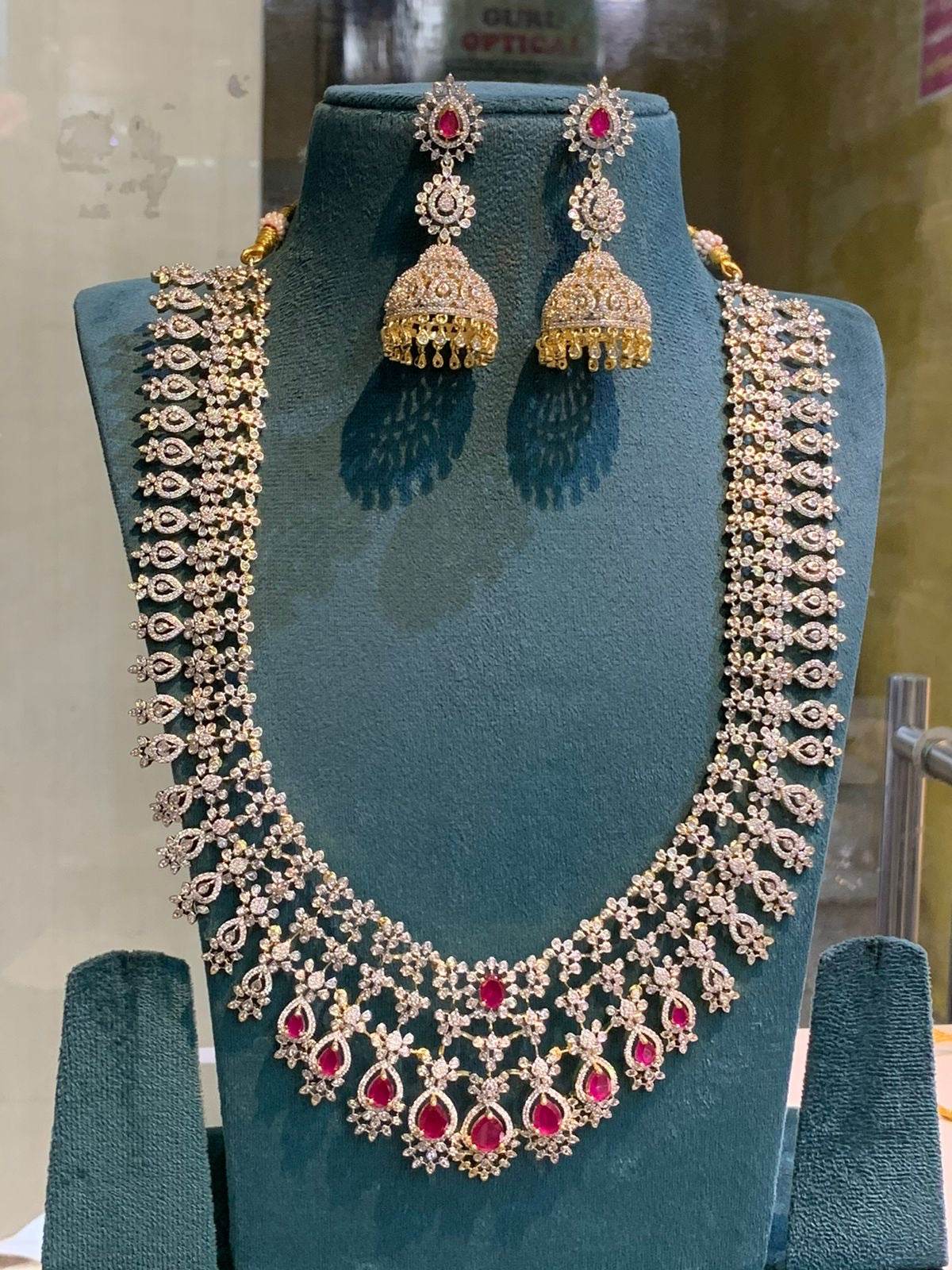American Diamond Stones Bridal Haram - Nakshatra Jewels