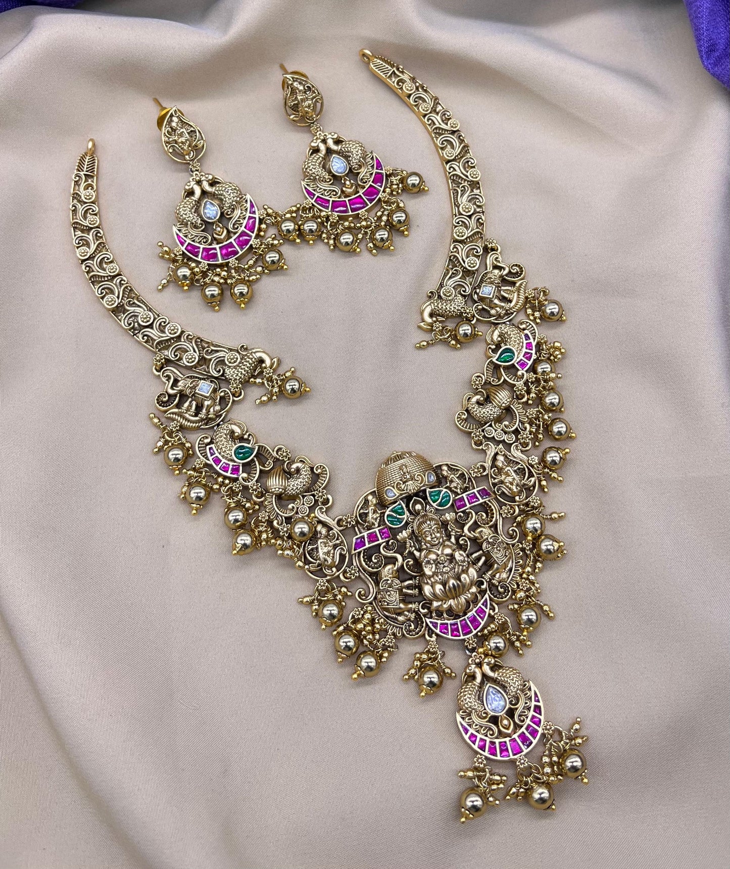 Nakshi Work with Kundan Stones Necklace