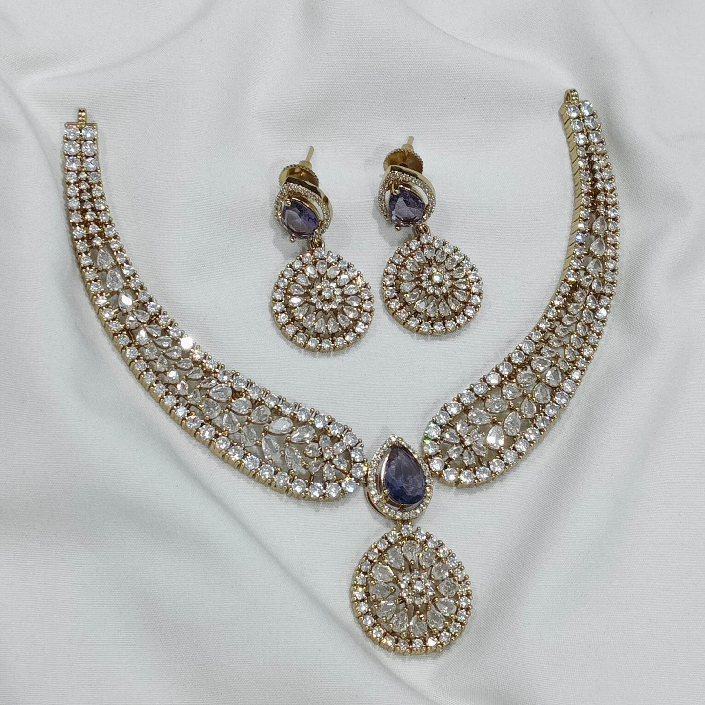 Victorian Polish AD Stones Necklace - Nakshatra Jewels