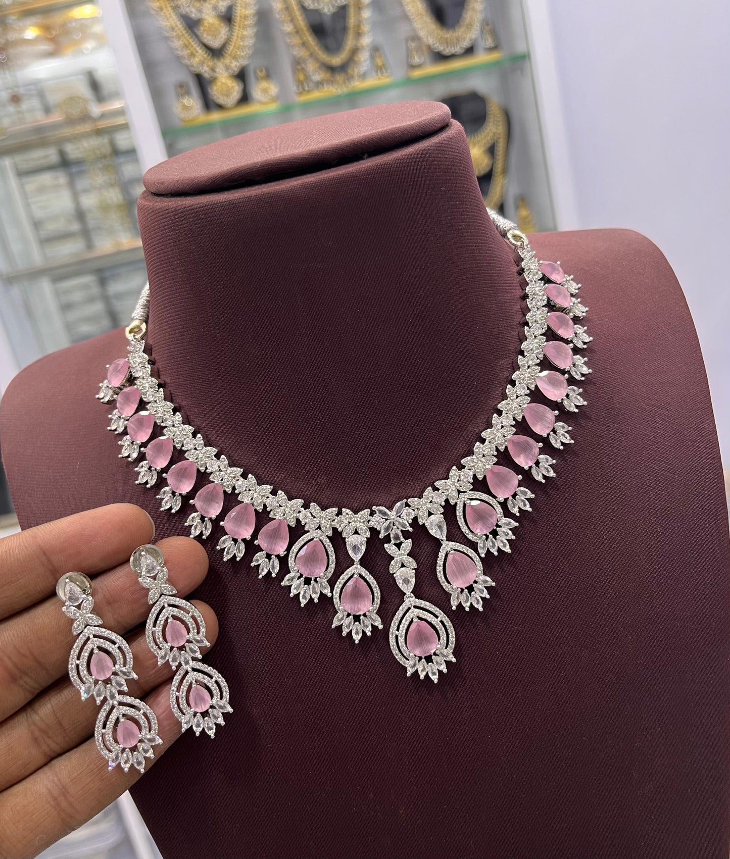 AD Stones Necklace (Silver Polish)