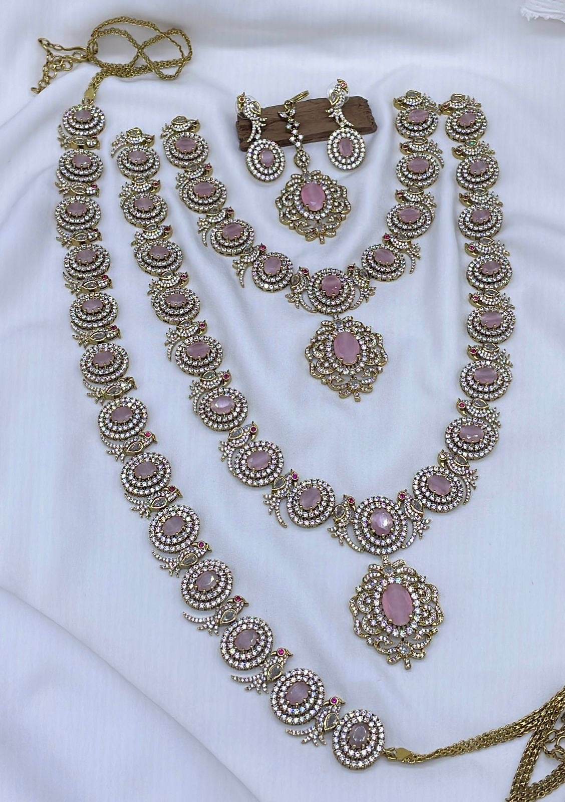 Victorian Polish with AD Stones Bridal Combo Set - Nakshatra Jewels
