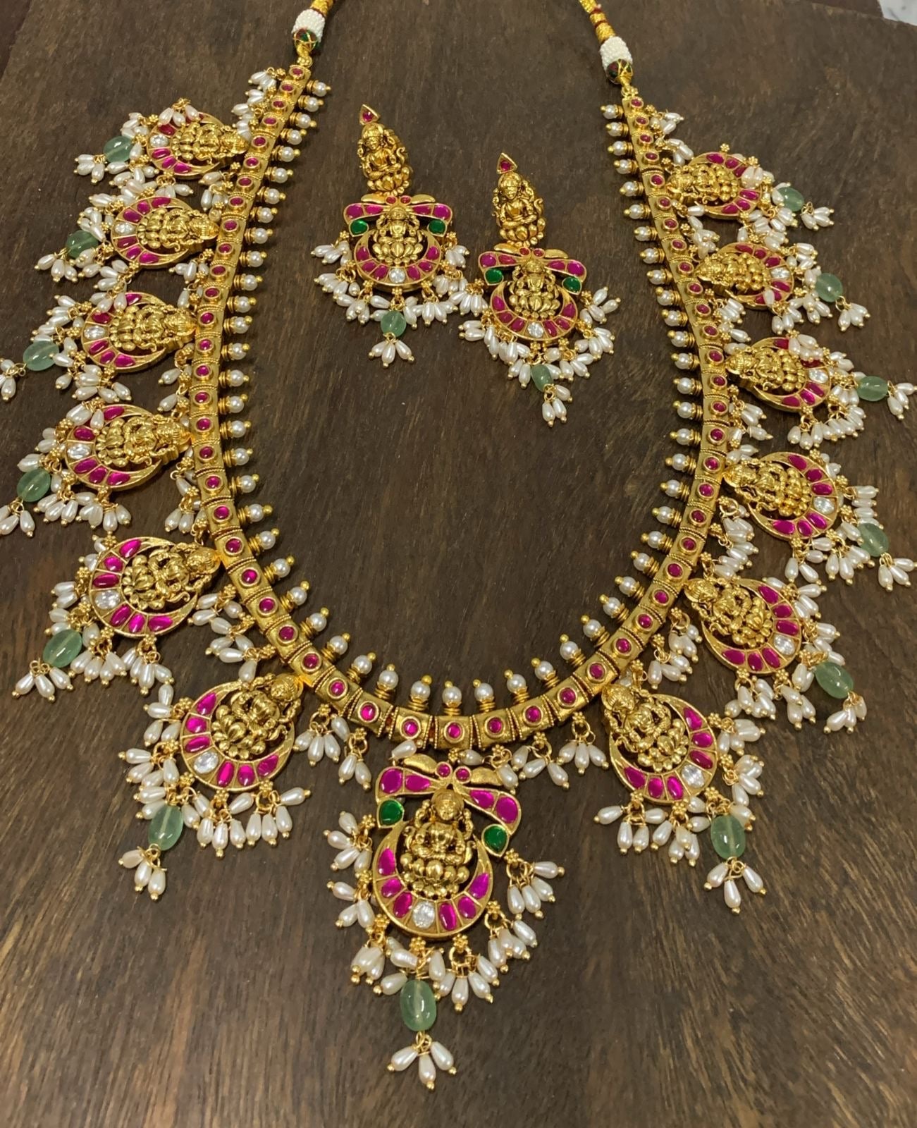 Jaadu Kundan Stones with Rice Pearls Bridal Haram