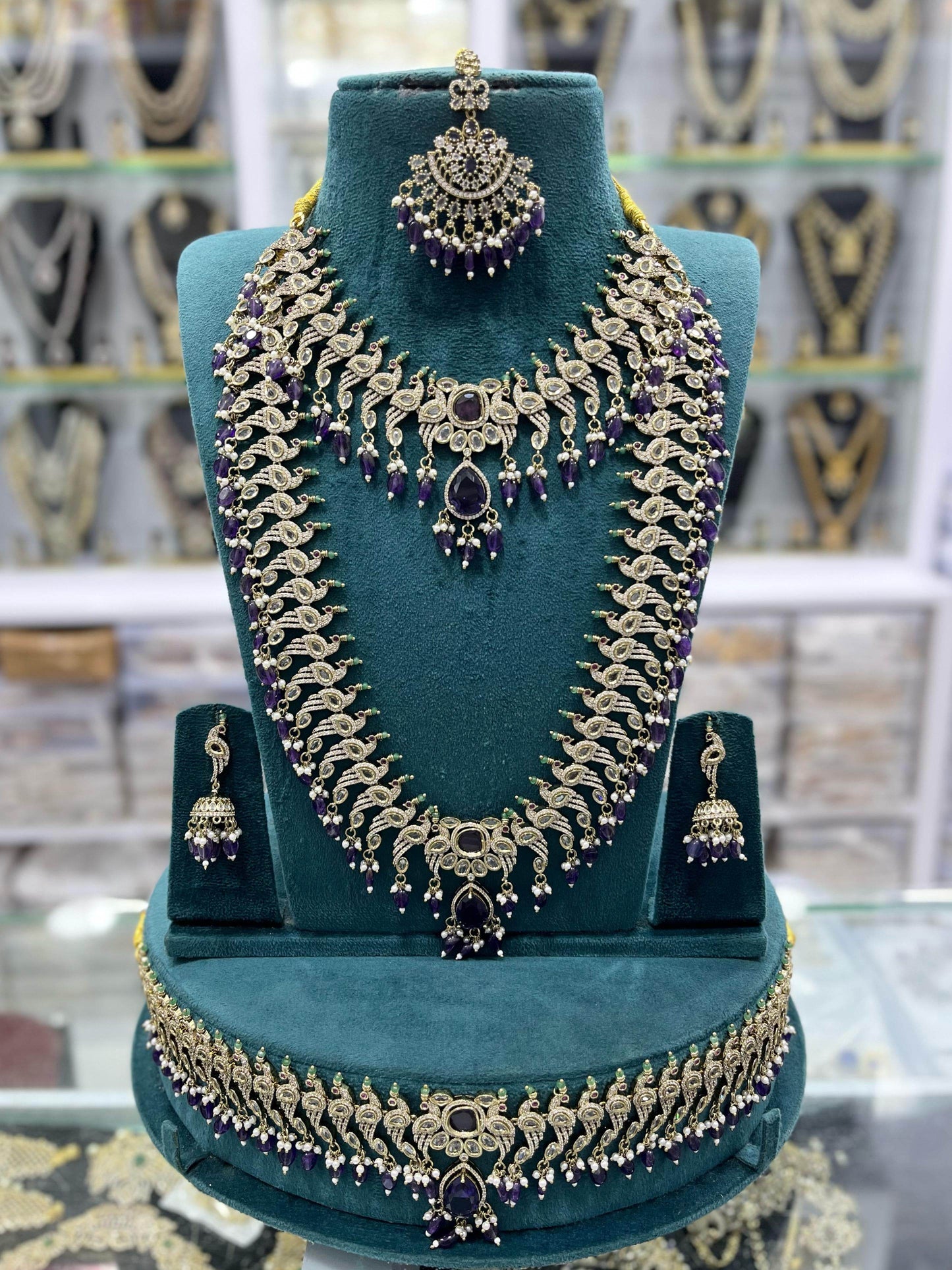 Victorian Polish AD Stones Bridal Set - Nakshatra Jewels