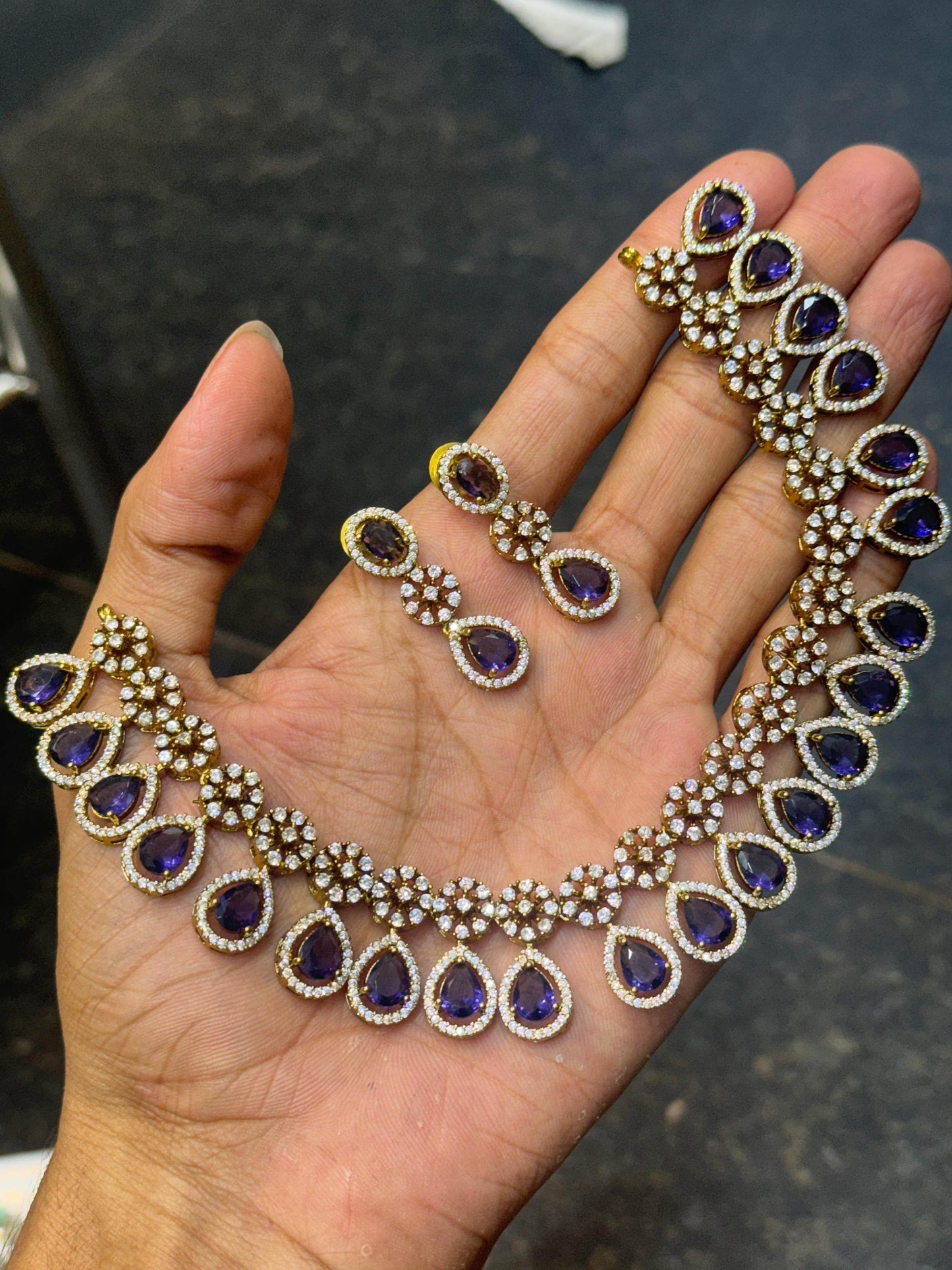 Victorian Polish AD Stones Necklace - Nakshatra Jewels