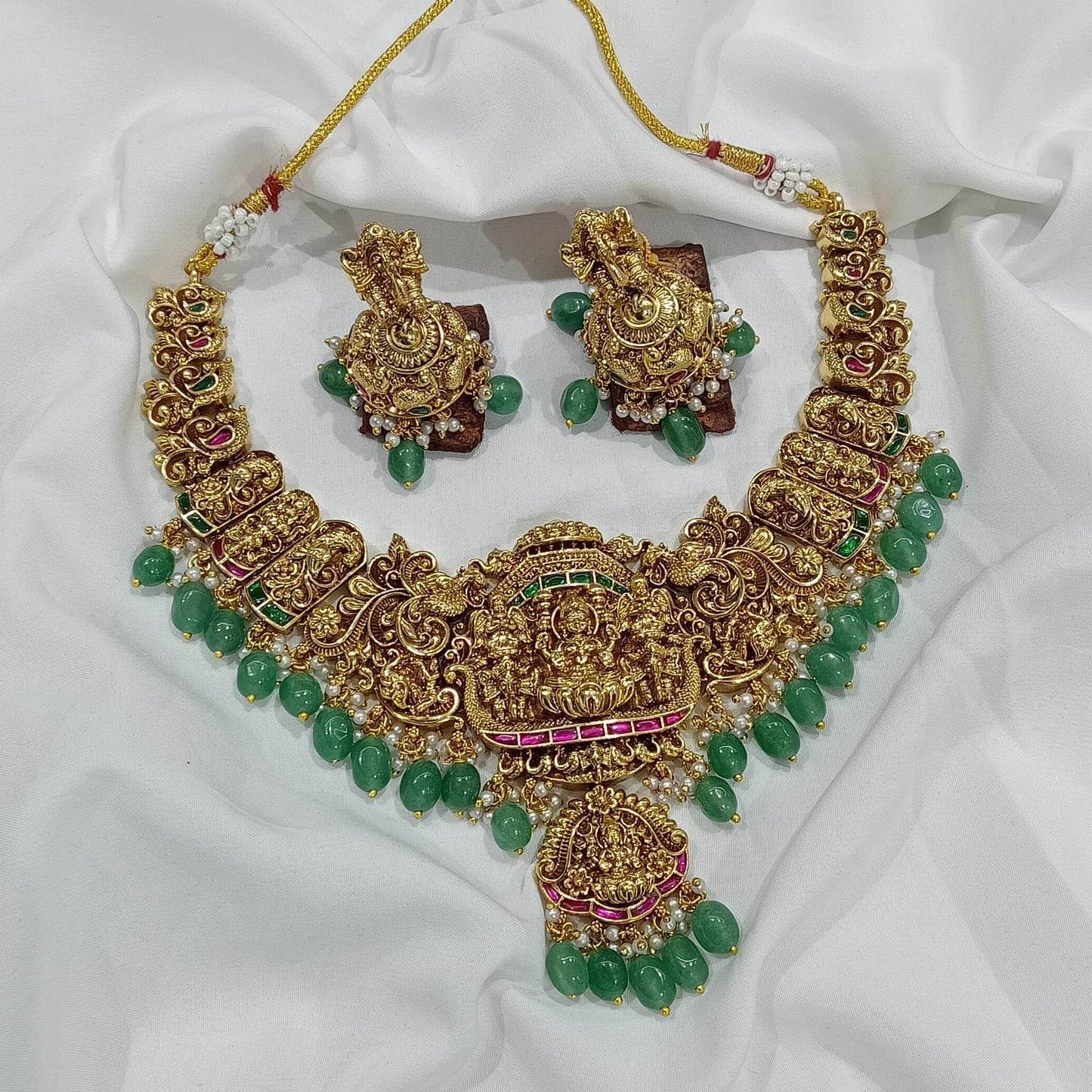 Nakshi Work with AD & Kundan Stones Bridal Necklace - Nakshatra Jewels