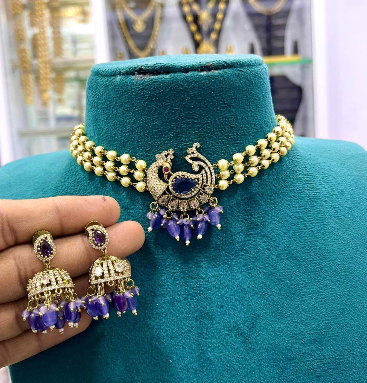 Victorian Polish AD Stones Choker - Nakshatra Jewels