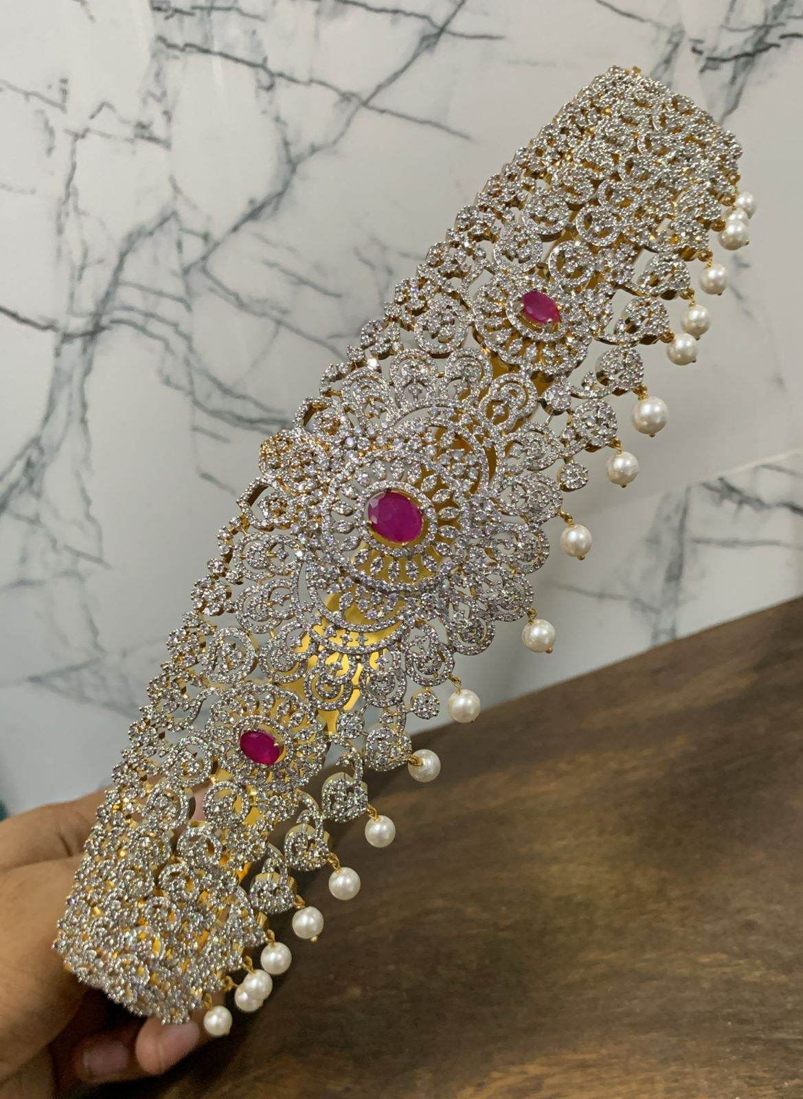 American Diamond Stones Bridal Hip Belt - Nakshatra Jewels
